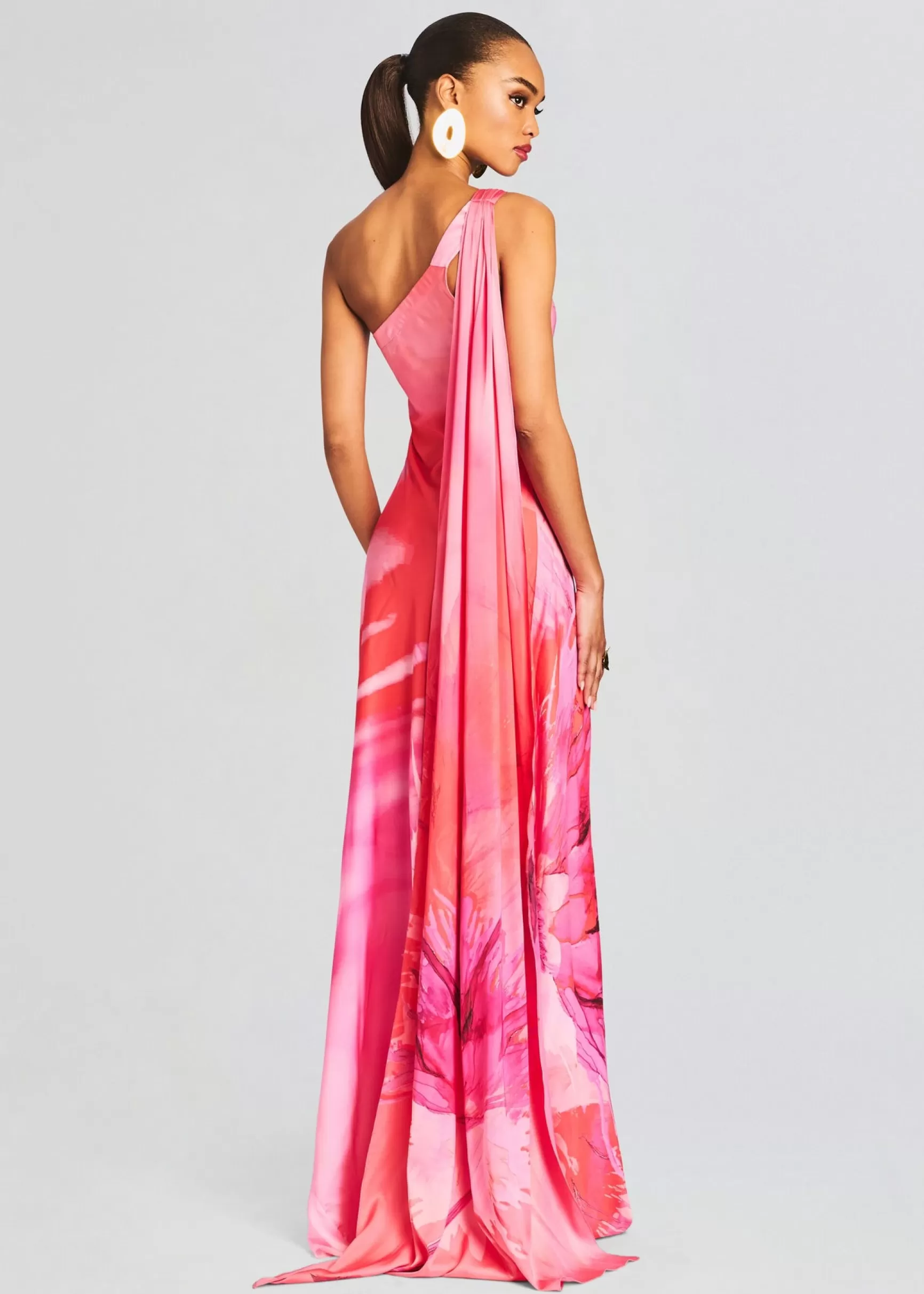 Tropical Hues*Retrofete Abira One Shoulder Long Dress Pink