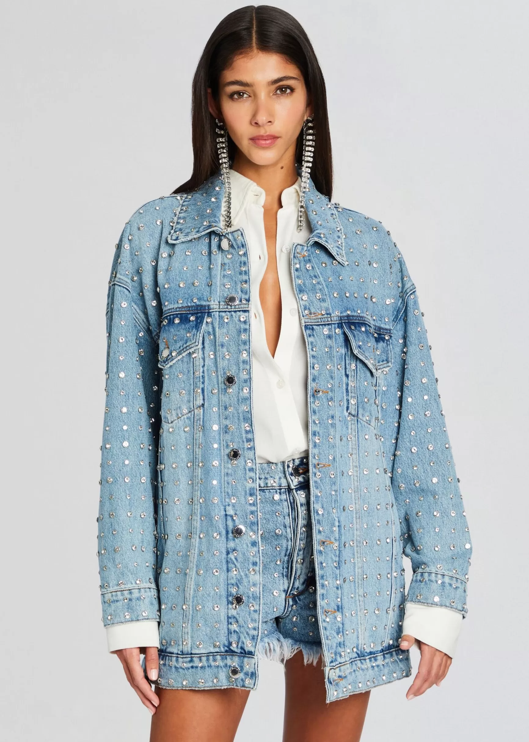 RETROFÊTE*Retrofete Ace Embellished Denim Jacket Tangier