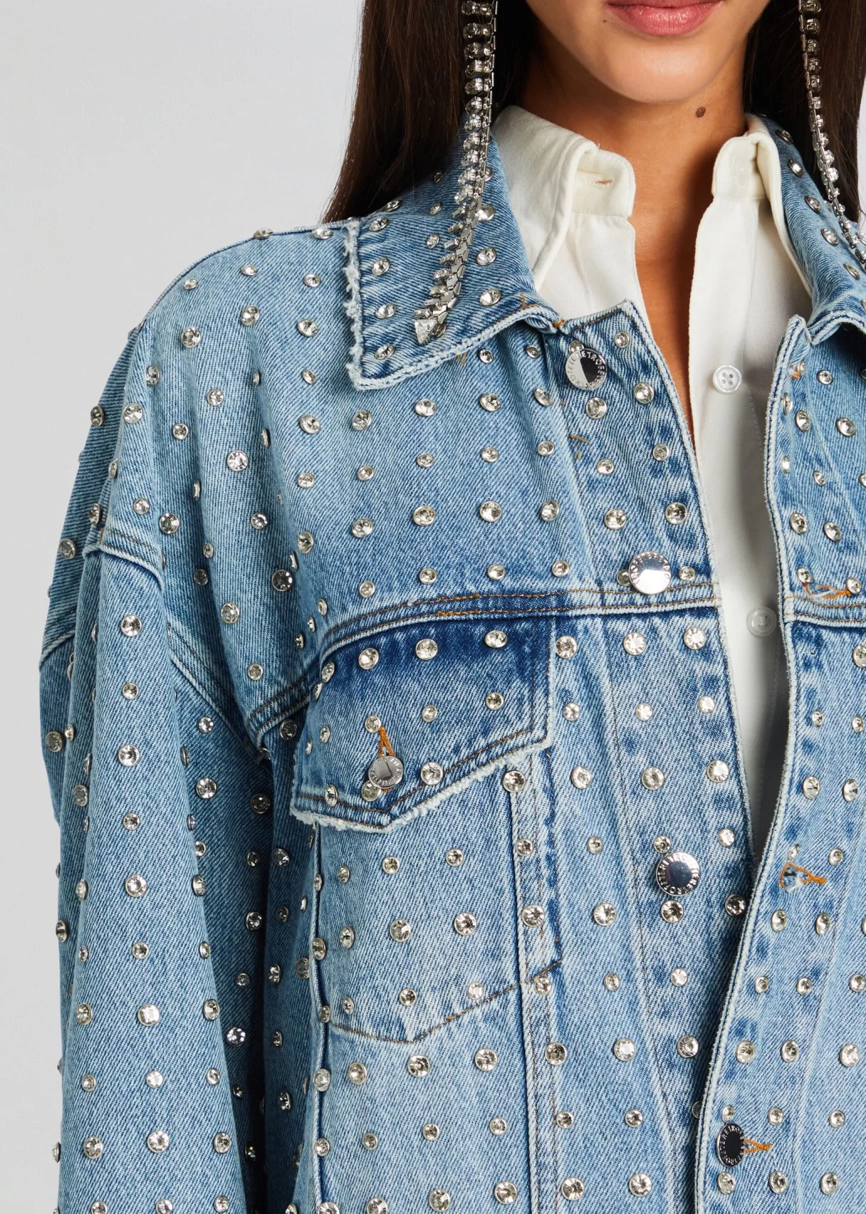 RETROFÊTE*Retrofete Ace Embellished Denim Jacket Tangier