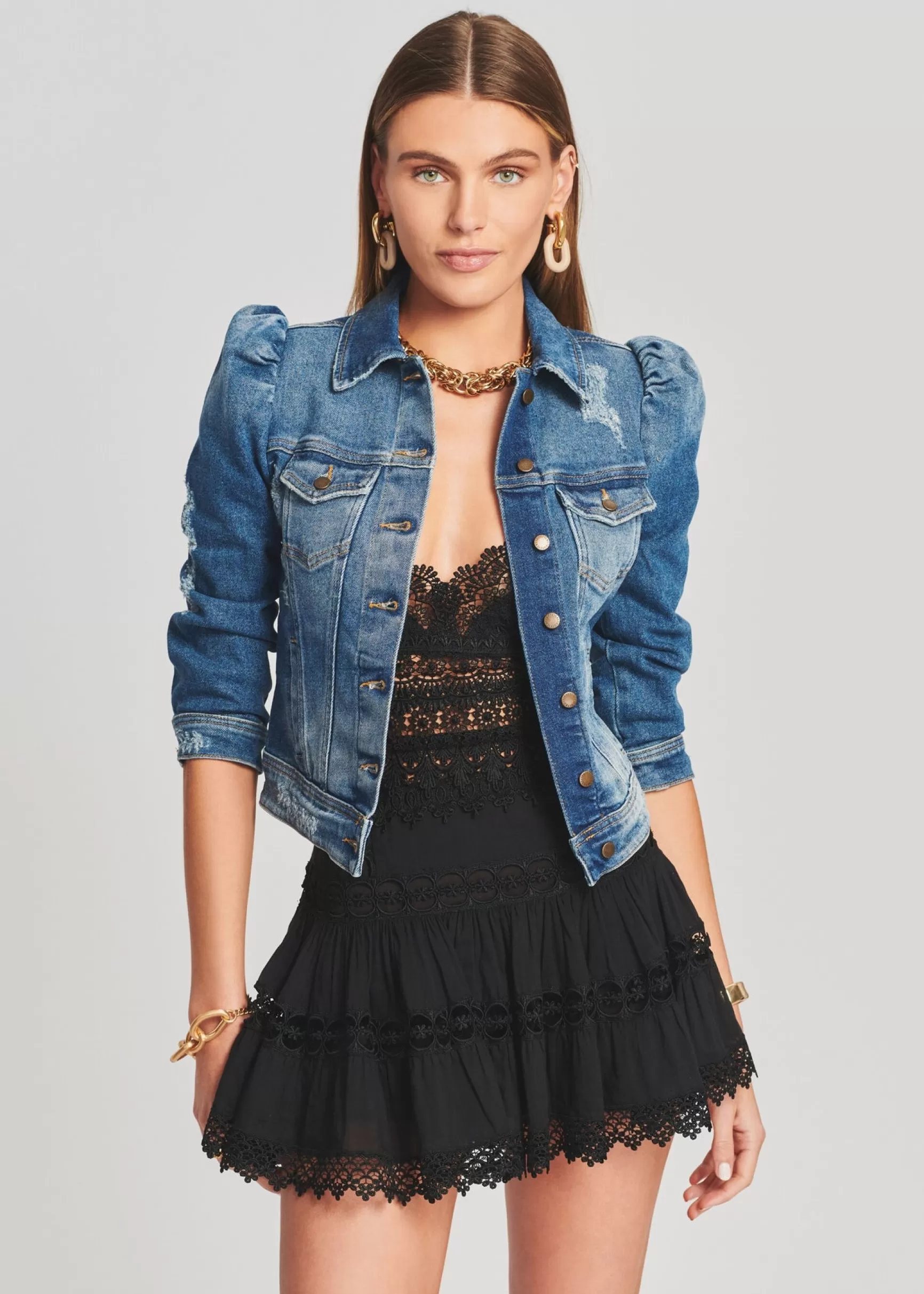 Honeymoon Looks*Retrofete Ada Jacket Worn Vintage Blue
