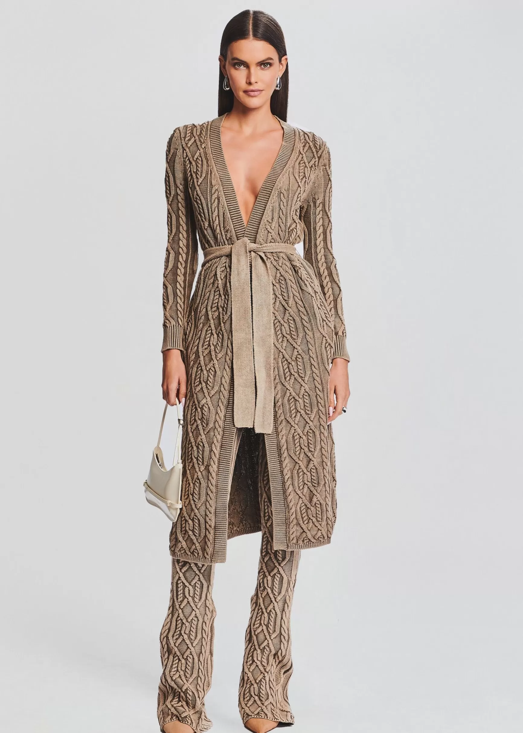 Neutral Moments*Retrofete Adaline Cable Knit Cardigan Washed Tan
