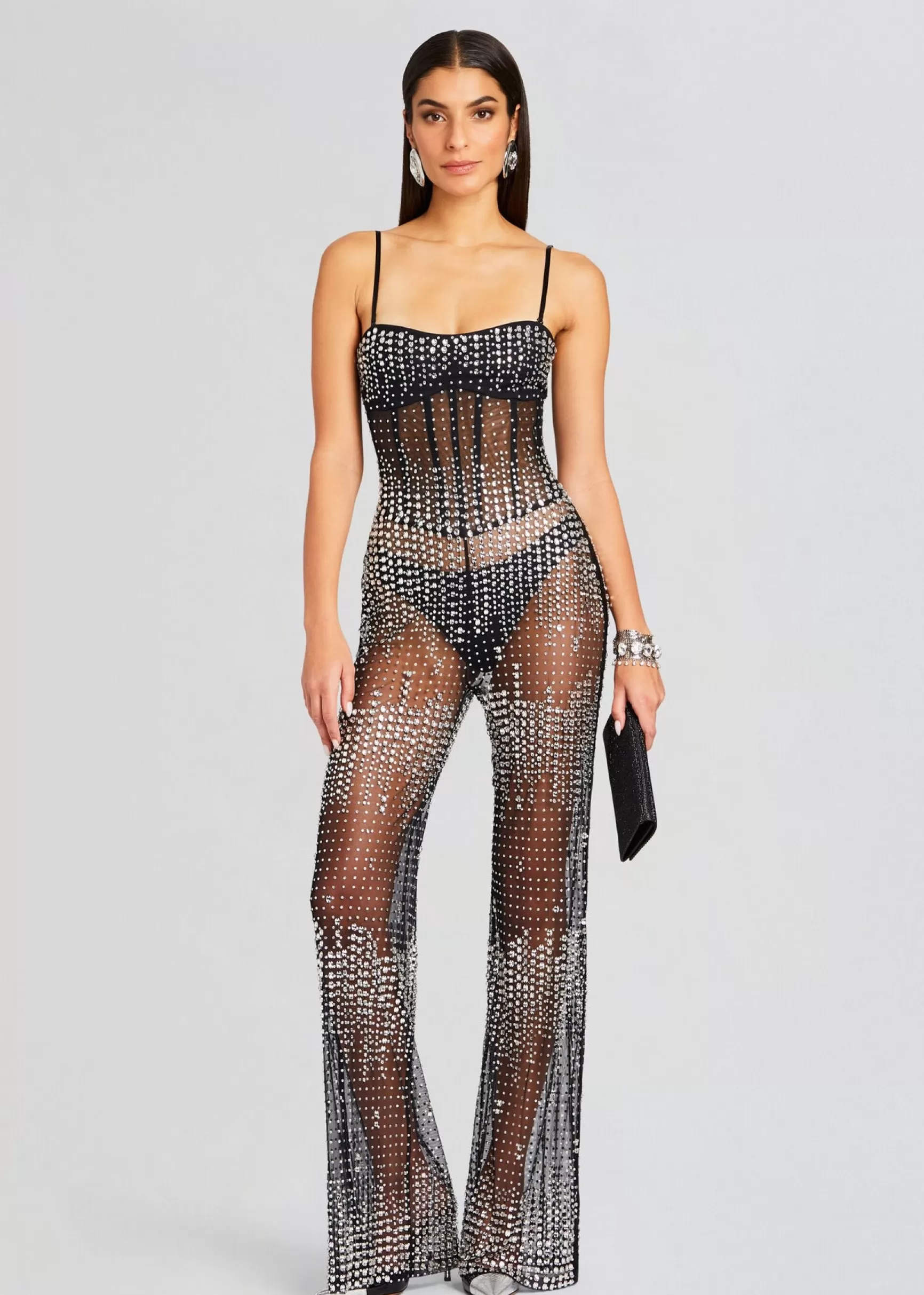 Sheer Bliss*Retrofete Adelynne Sequin Jumpsuit Black/Silver