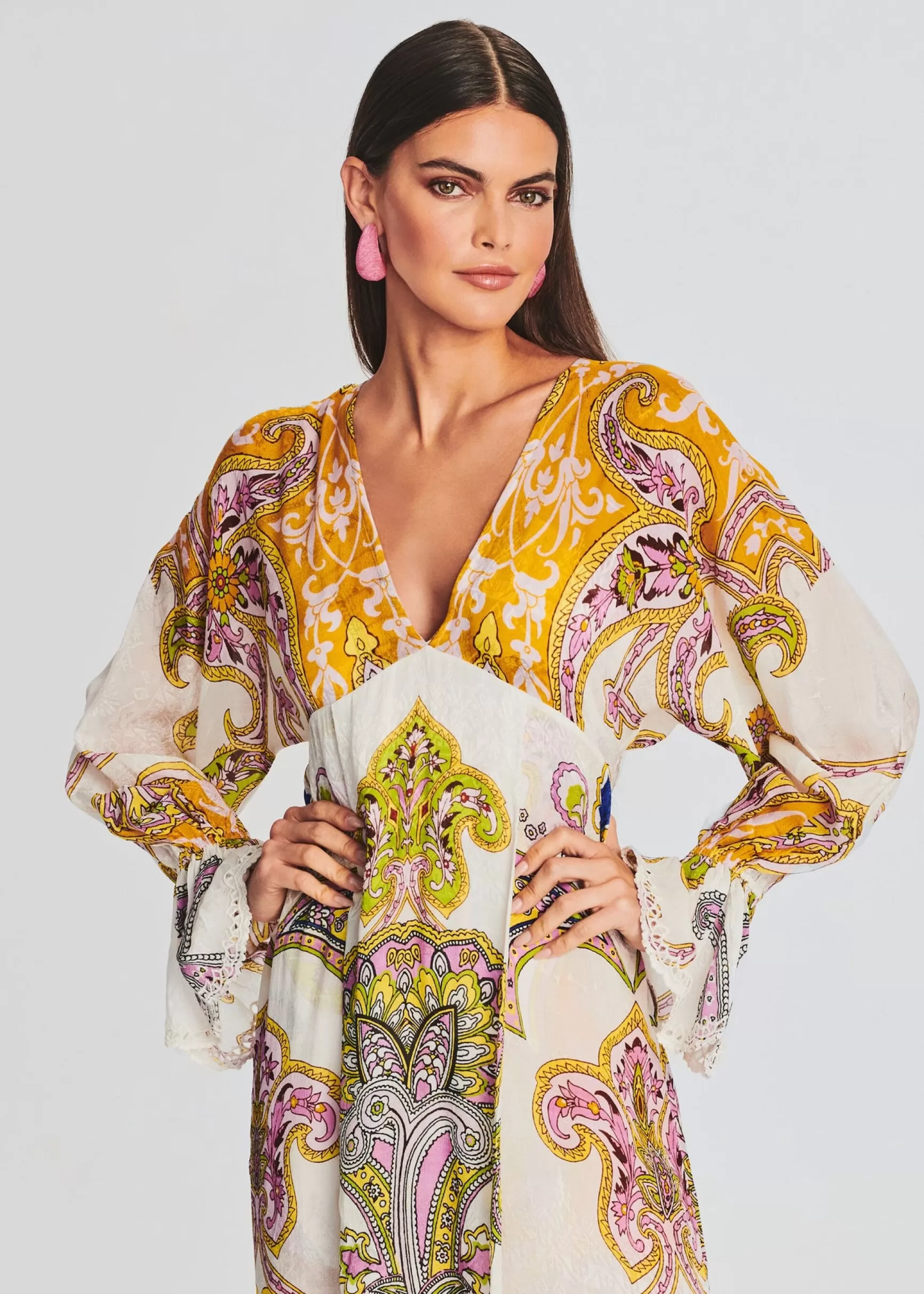 Honeymoon Looks*Retrofete Agra Kaftan Off White