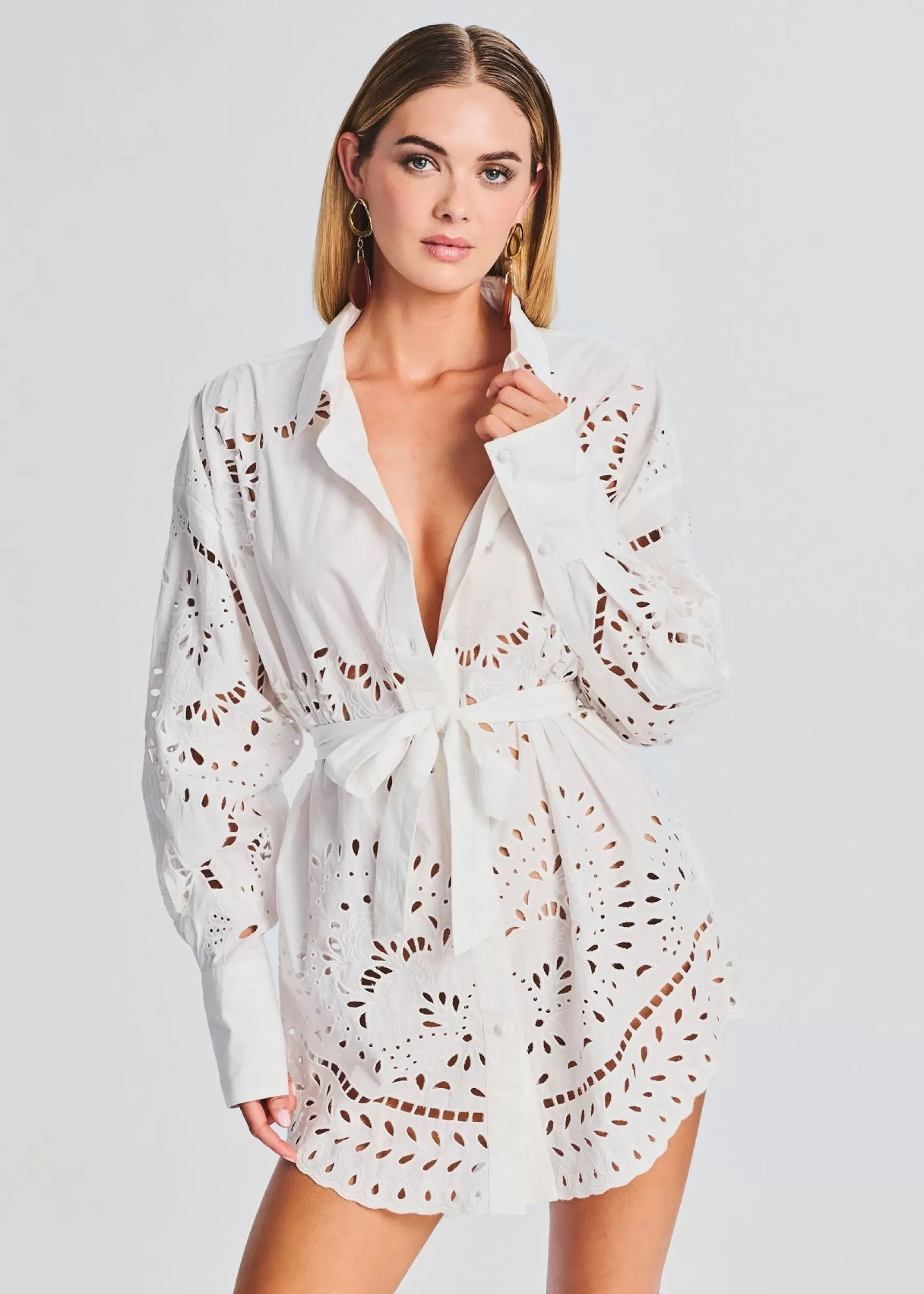 Honeymoon Looks*Retrofete Aisha Shirt Dress White