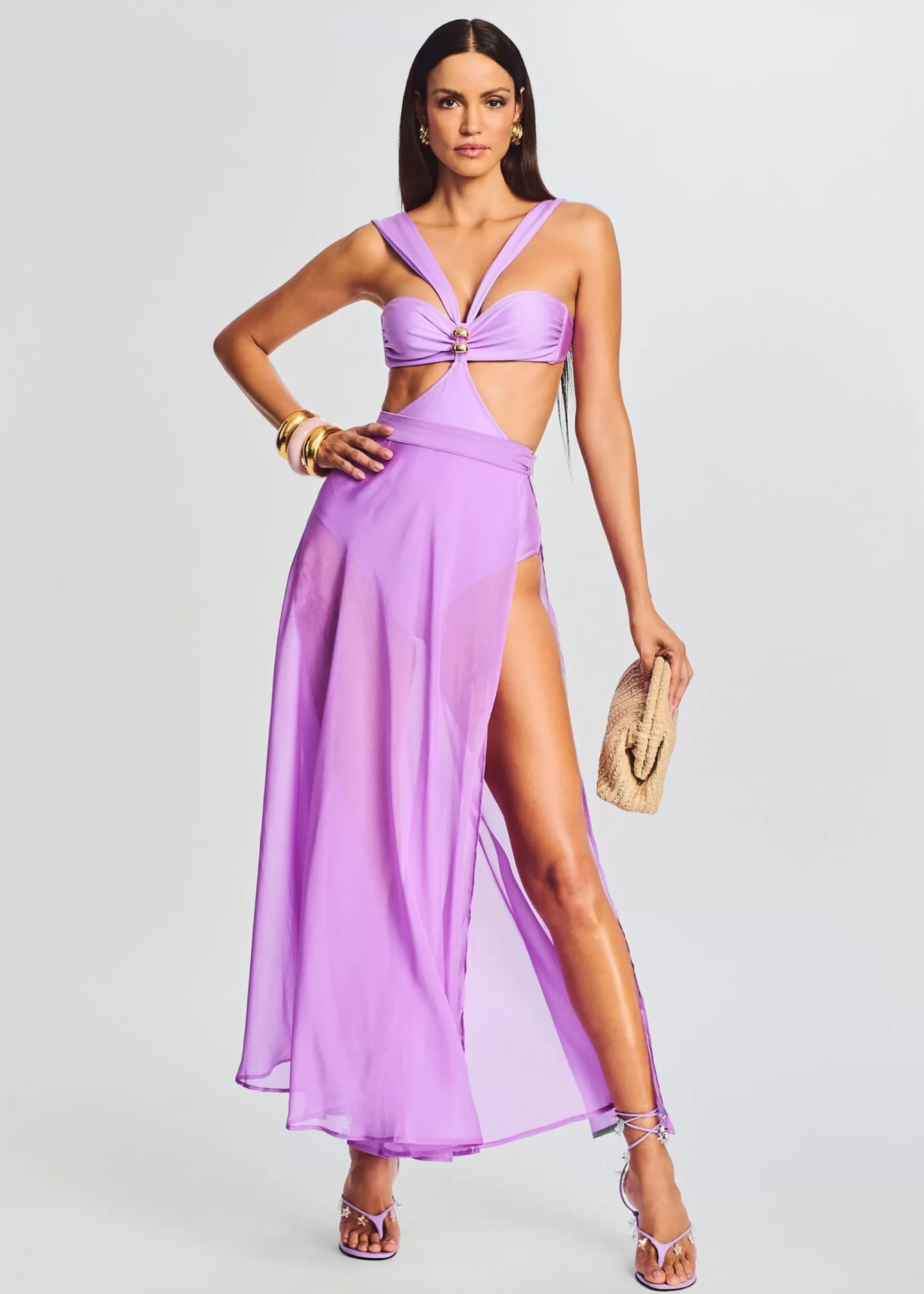 Swim*Retrofete Alaia Long Slit Skirt Lilac Purple