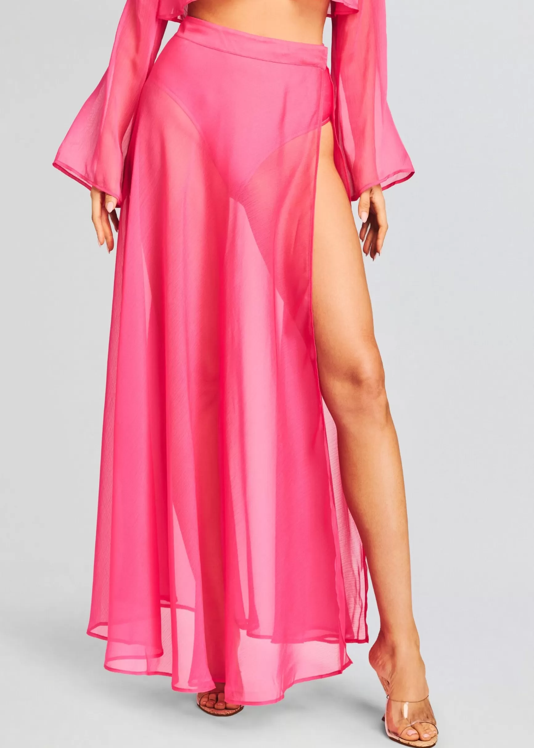 Sheer Bliss*Retrofete Alaia Long Slit Skirt Rose Blossom
