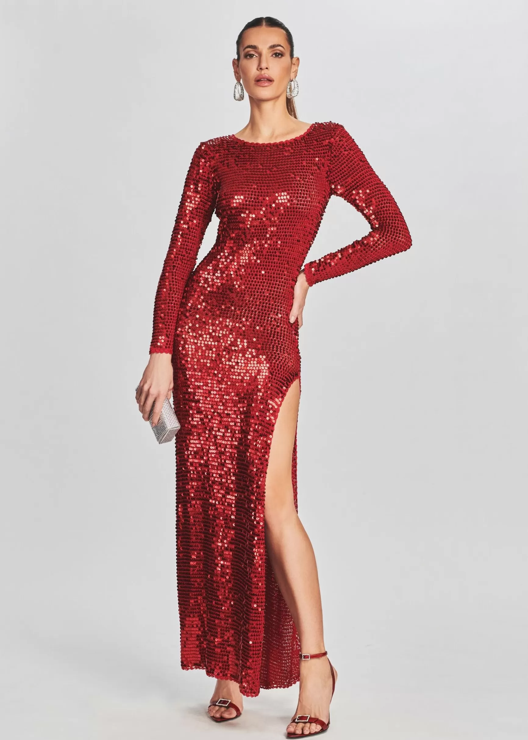 RETROFÊTE*Retrofete Alexa Sequin Crochet Dress LT Red