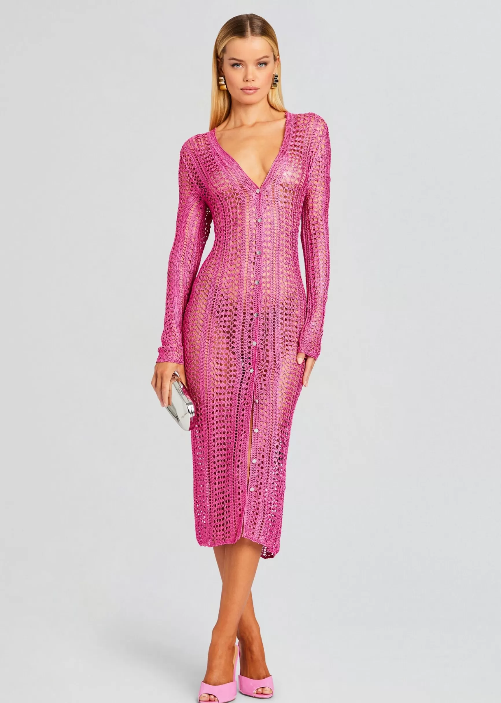 Sheer Bliss*Retrofete Allison Crochet Cardigan Malibu Pink