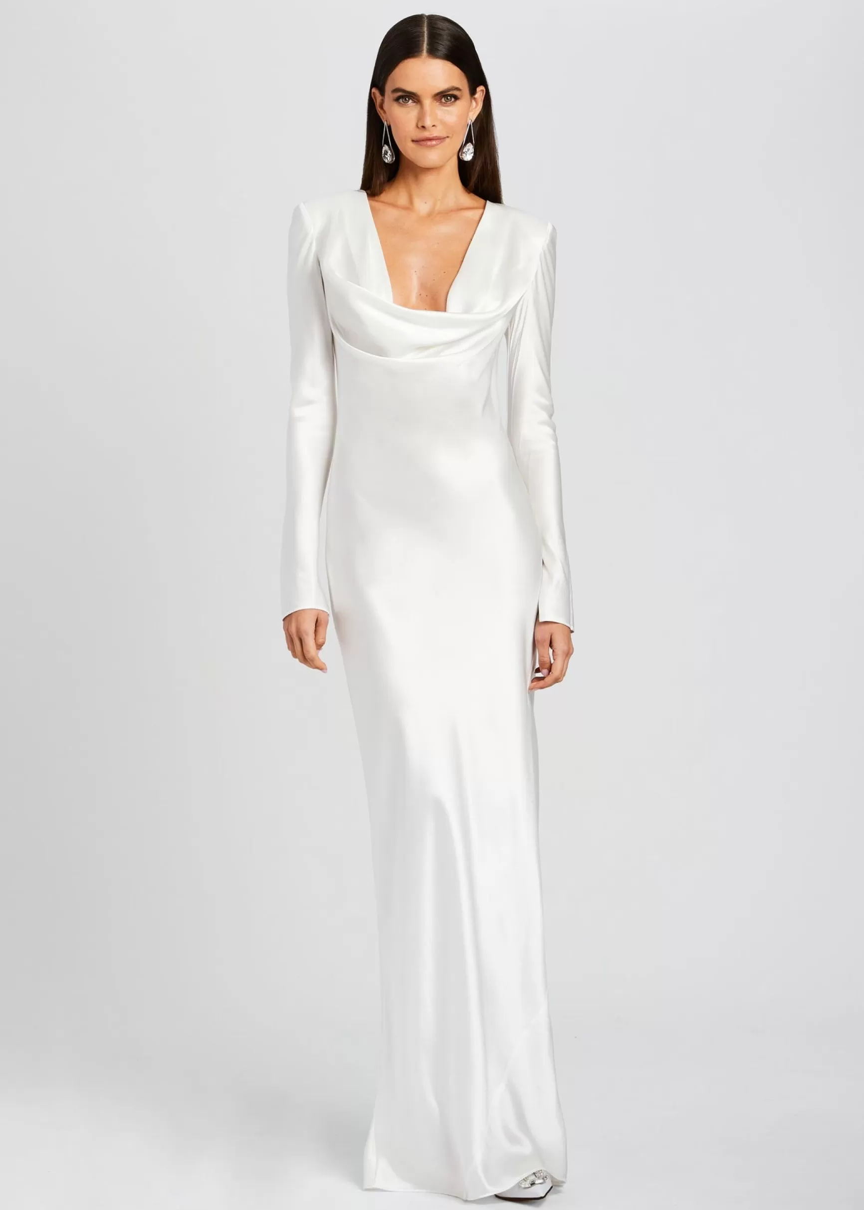 Maxi*Retrofete Anna Cowl Evening Dress White