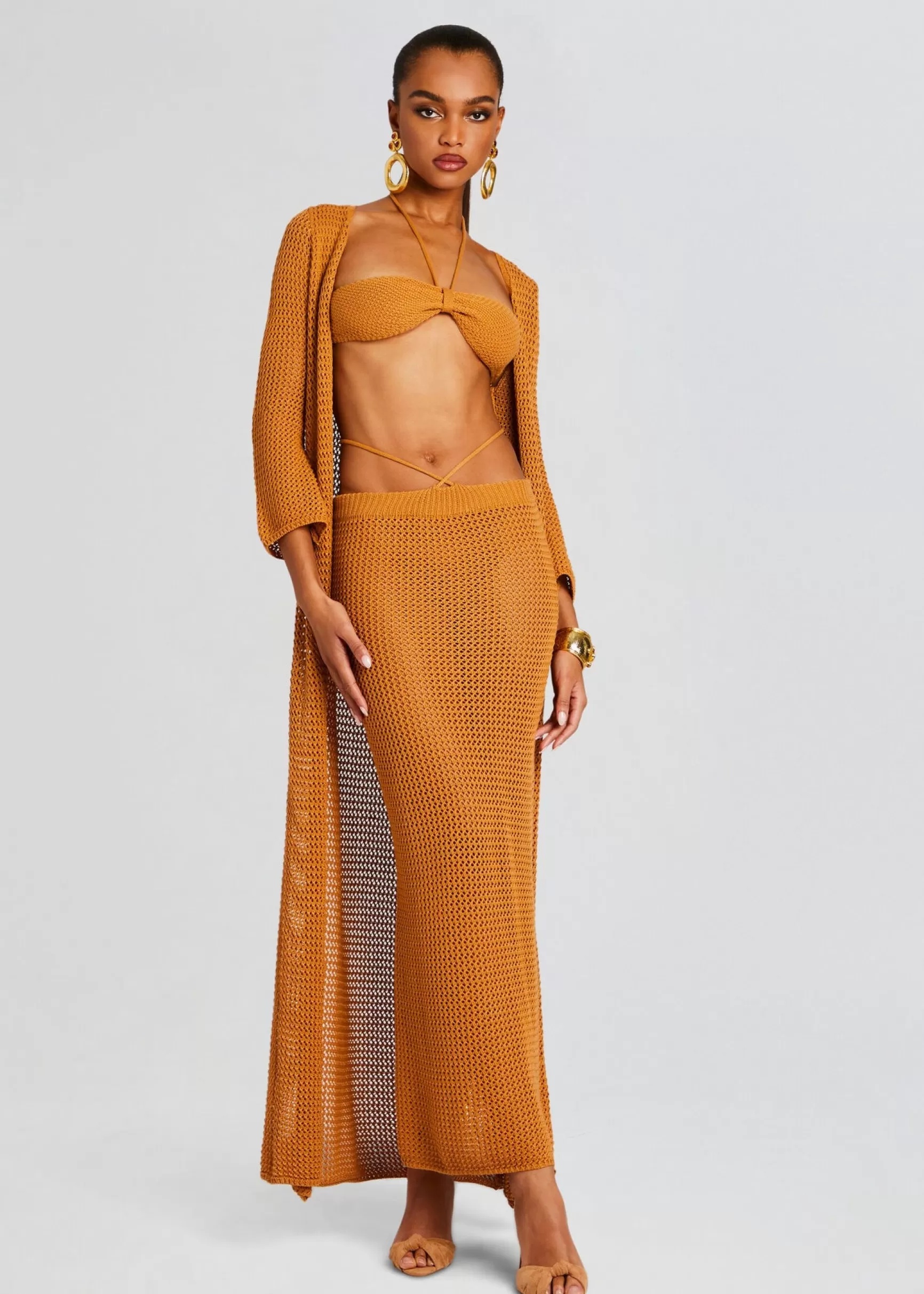 Sheer Bliss*Retrofete Aria Knitted Skirt Tobacco