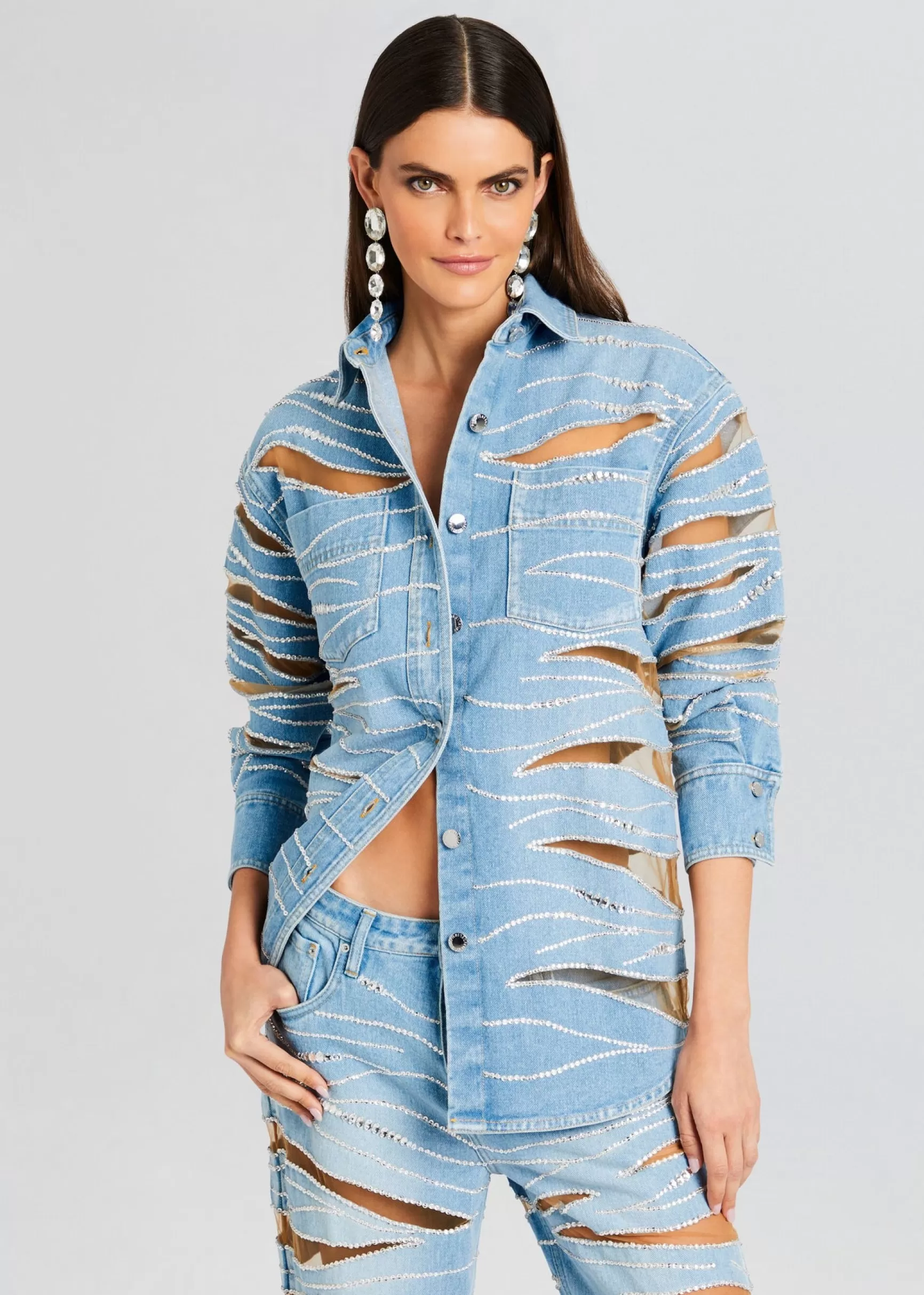 Day to Night*Retrofete Avani Embellished Denim Shirt Bondi