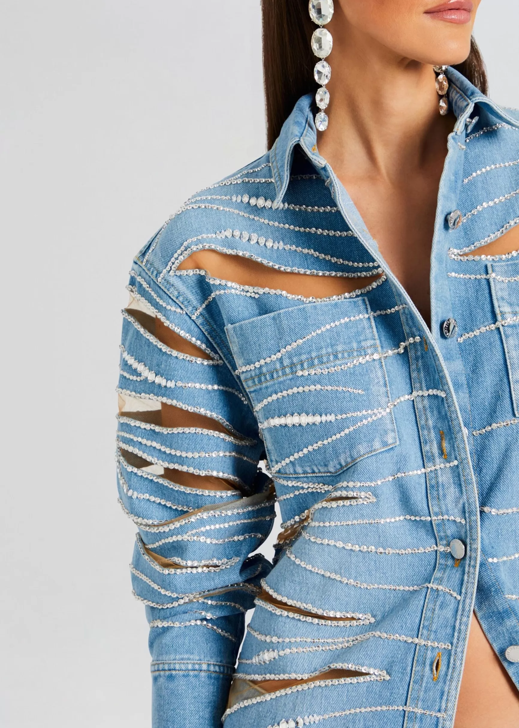Day to Night*Retrofete Avani Embellished Denim Shirt Bondi