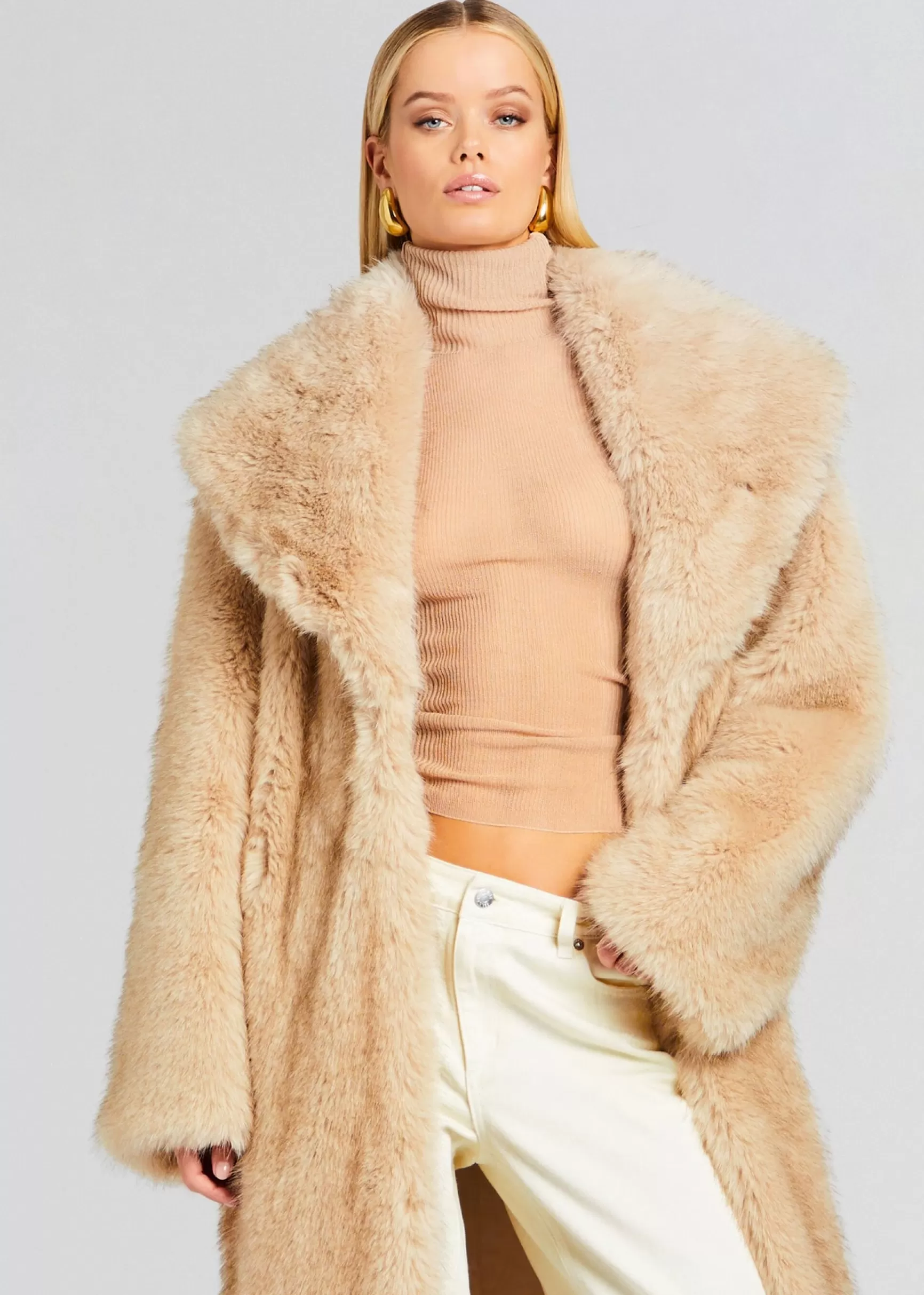 Night Out*Retrofete Averie Faux Fur Coat Tannin