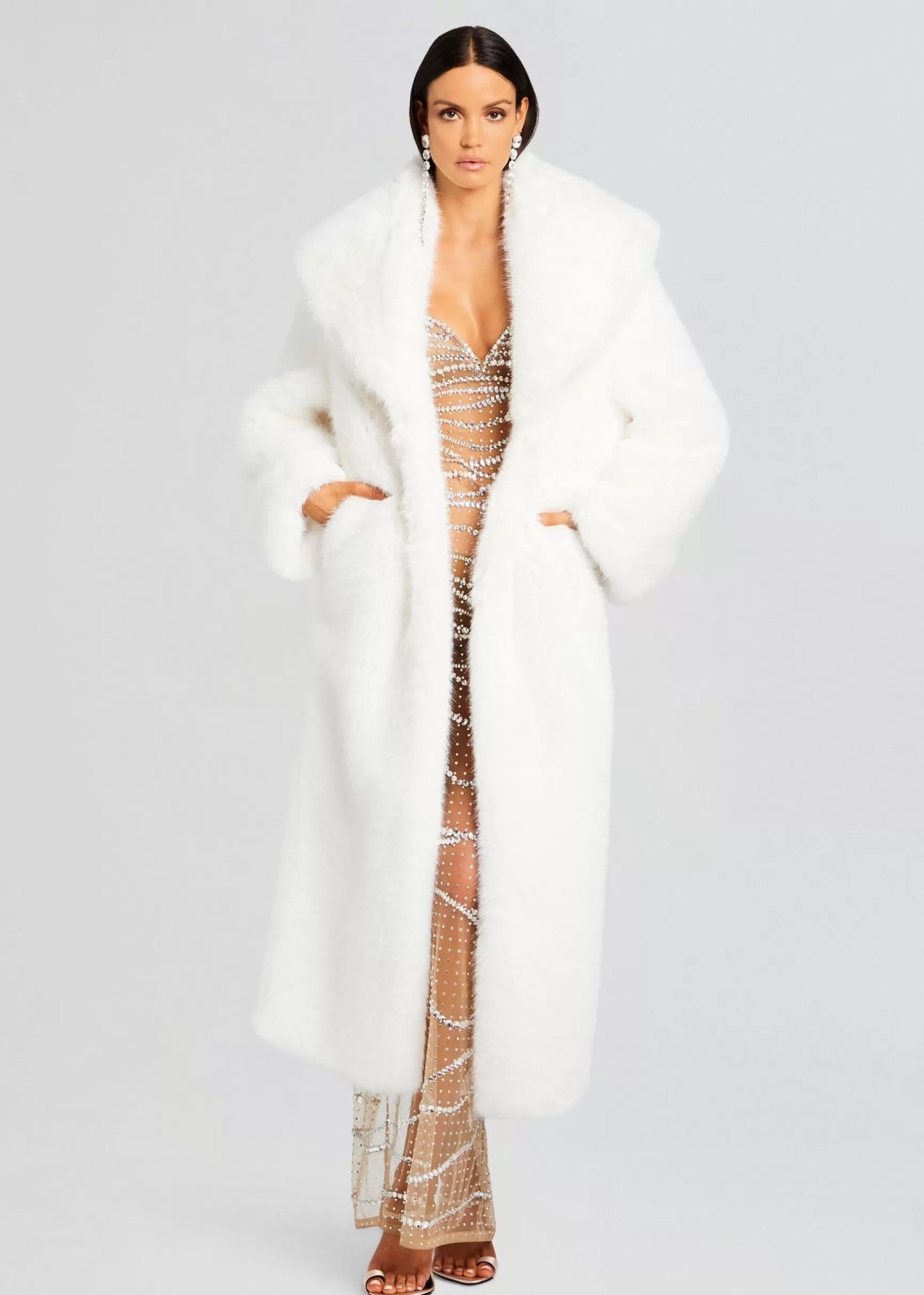 Rehearsal Dinner*Retrofete Averie Faux Fur Coat White