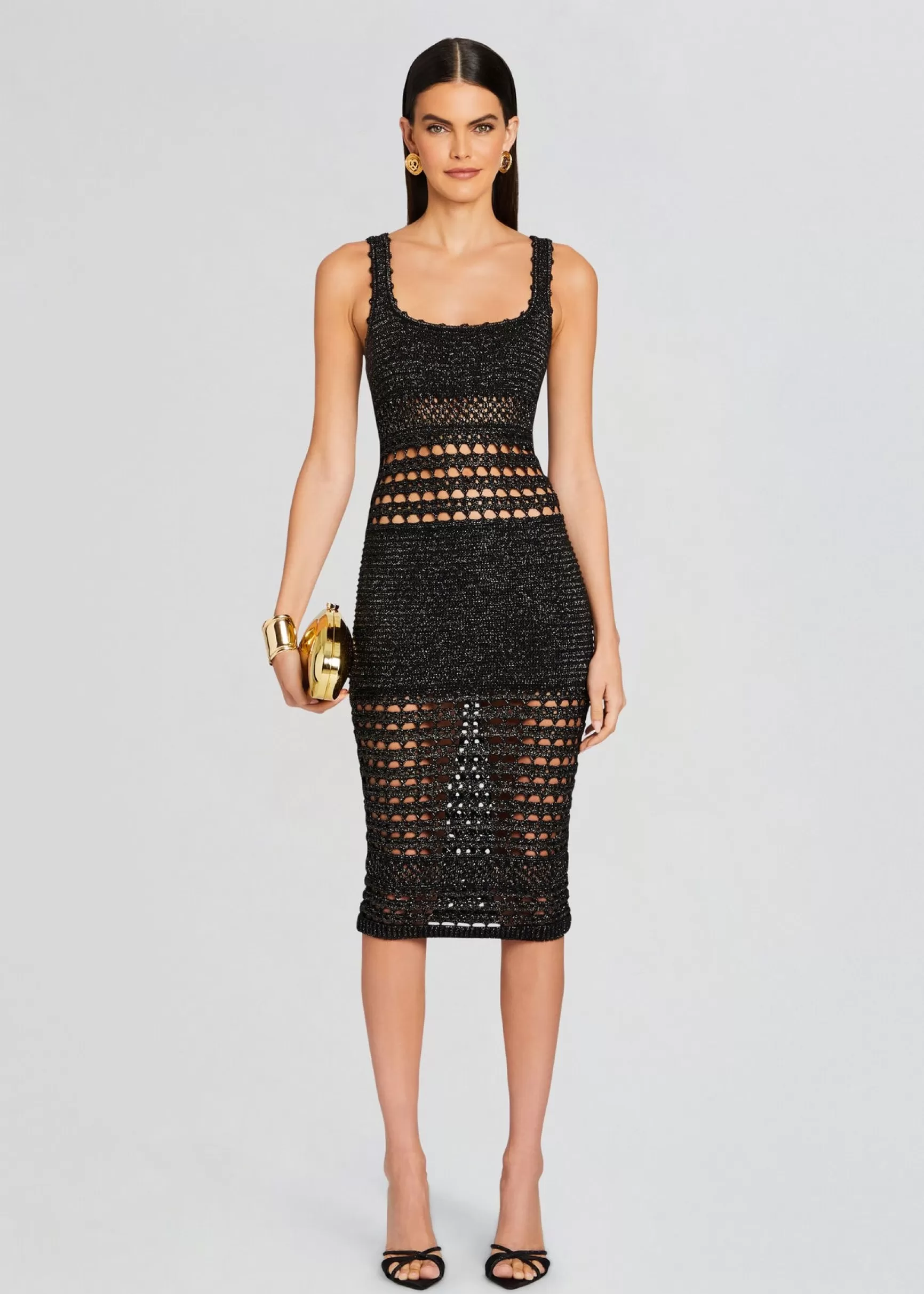Trending*Retrofete Avril Knit Crochet Dress Black/Gold