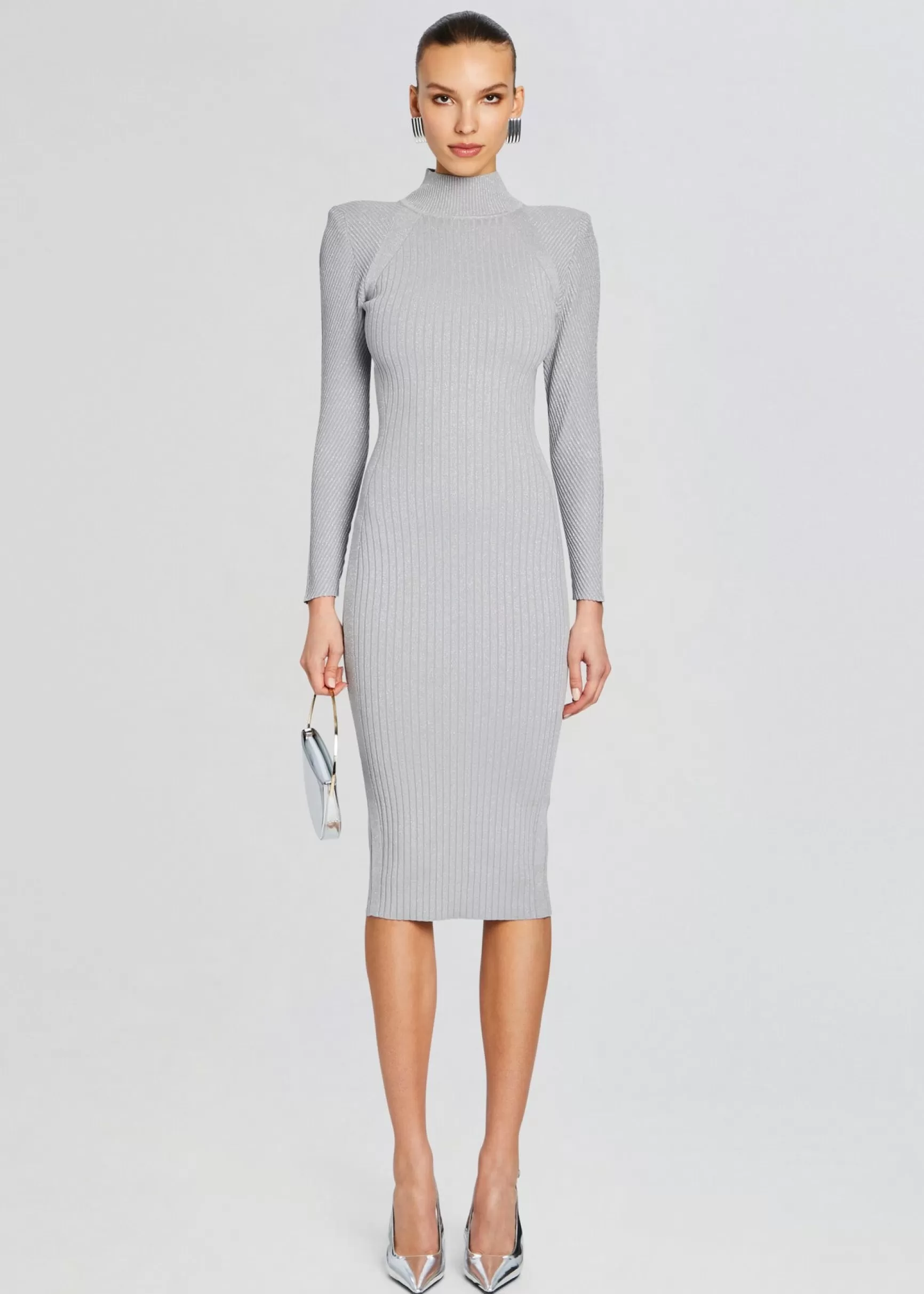 Midi*Retrofete Aylin Rib Knit Dress Silver Grey