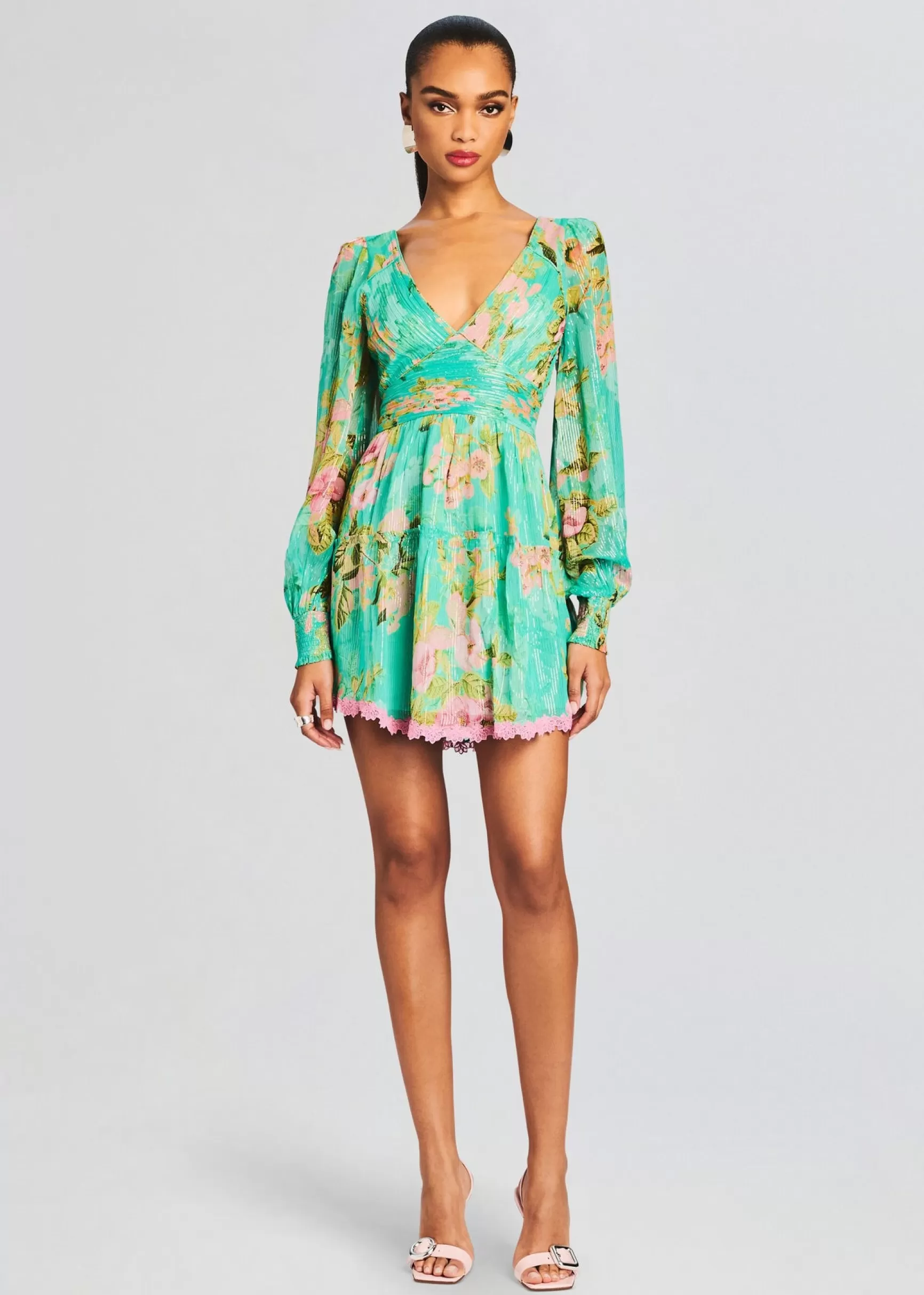 Trending*Retrofete Azra Short Dress Teal Floral