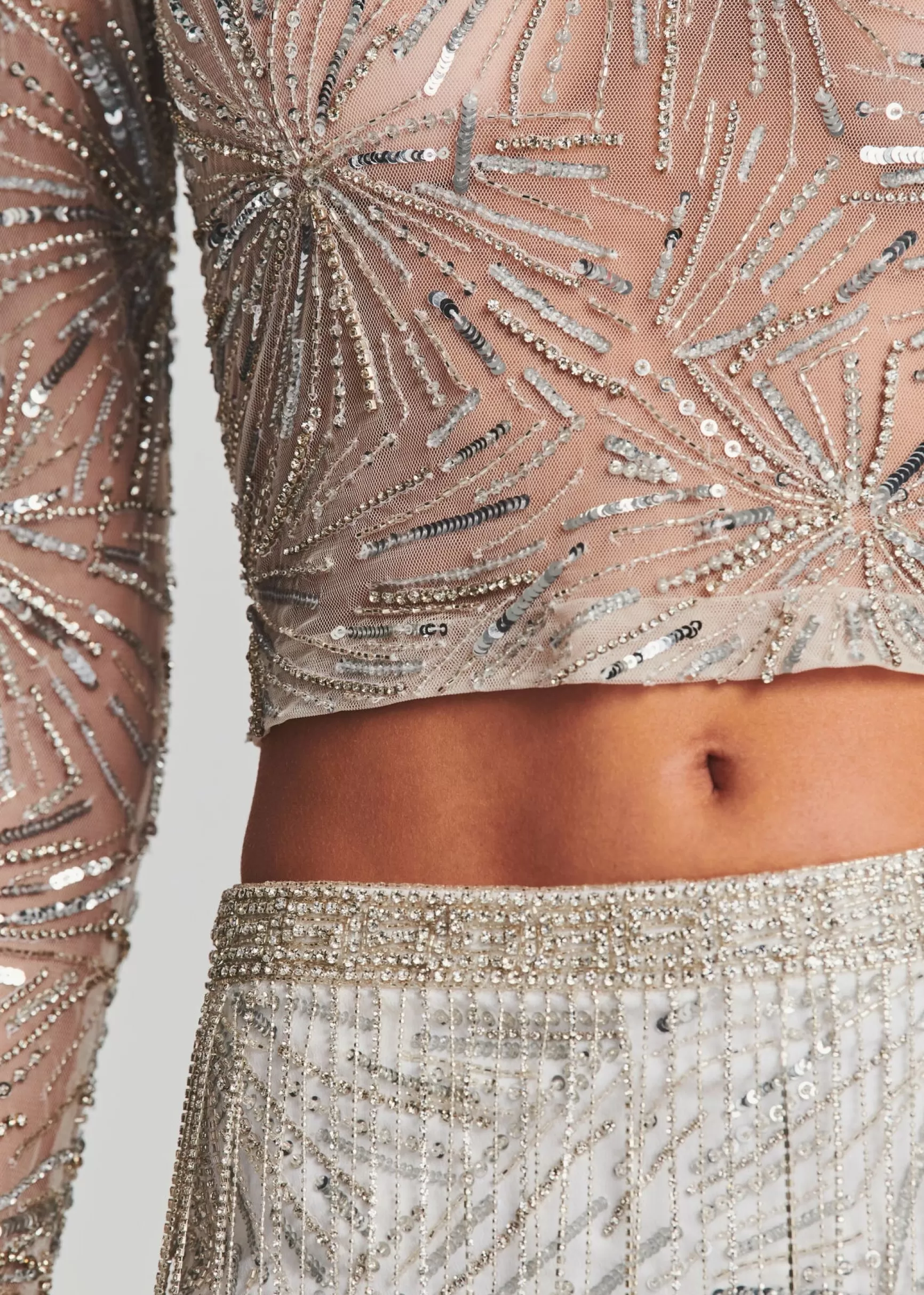 Sequin Styles*Retrofete Bessie Sequin Top Silver/White
