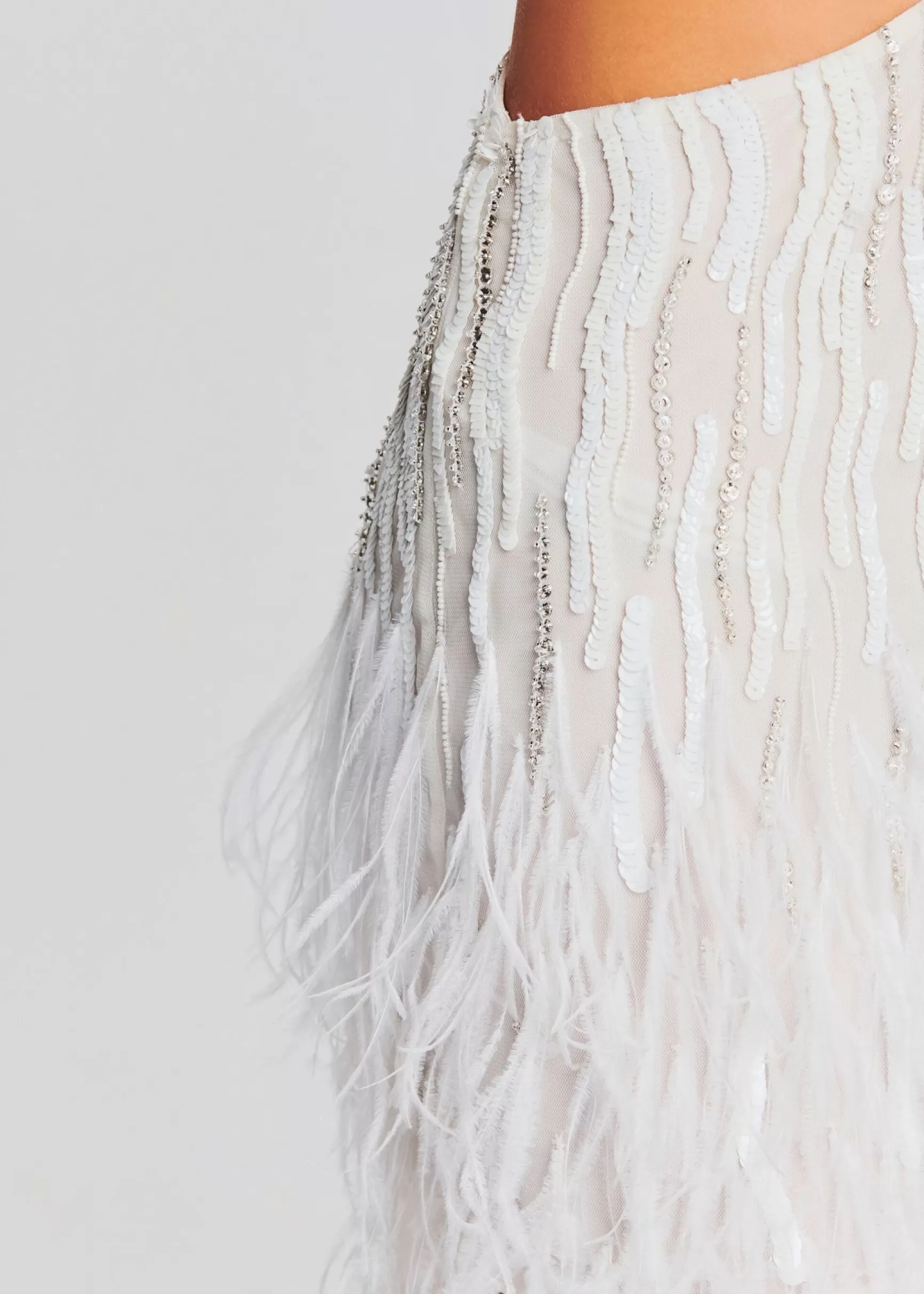 Bachelorette Party*Retrofete Beverly Sequin Feather Dress White