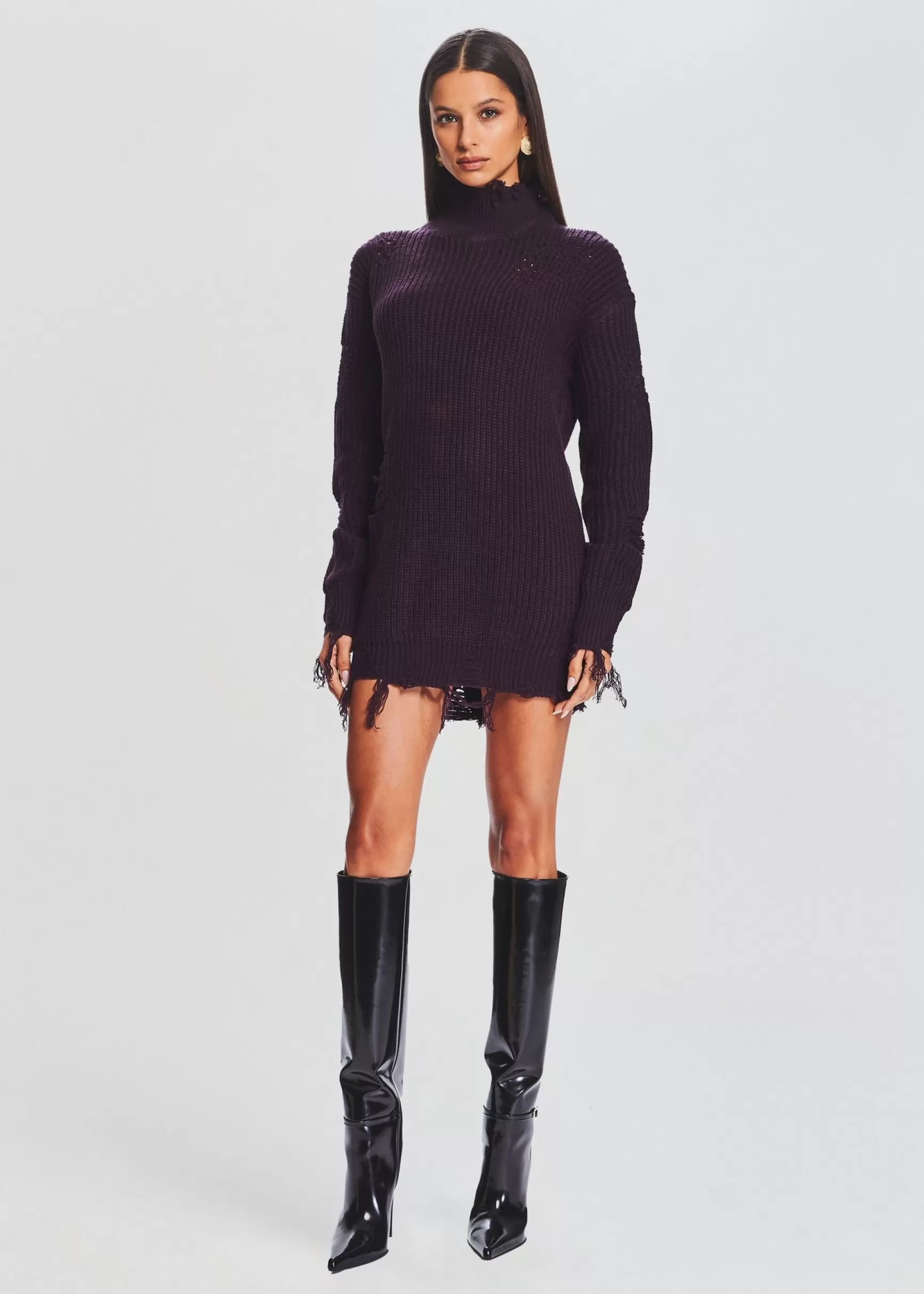 Spring Knits*Retrofete Capala Sweater Dress Eggplant