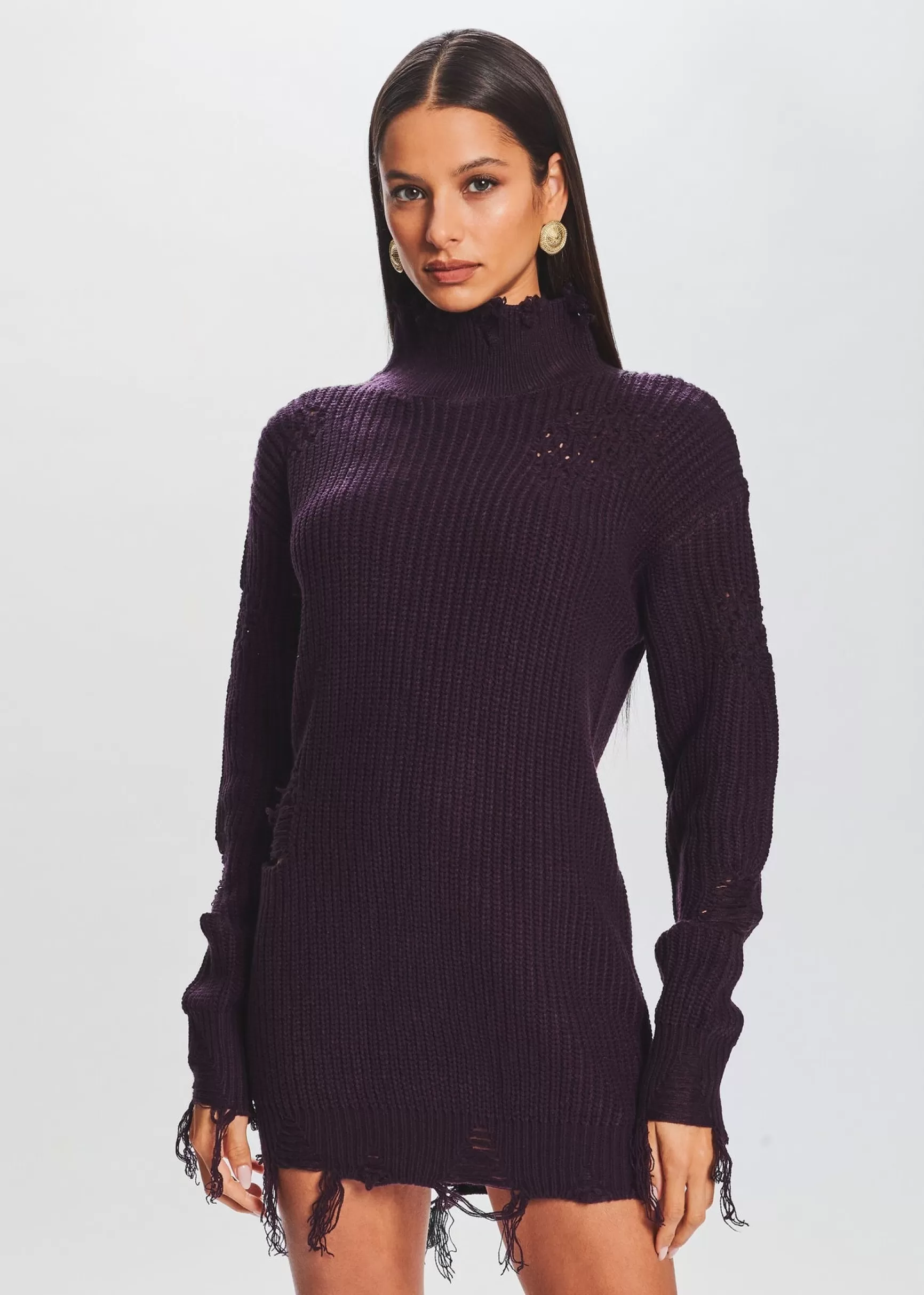 Spring Knits*Retrofete Capala Sweater Dress Eggplant