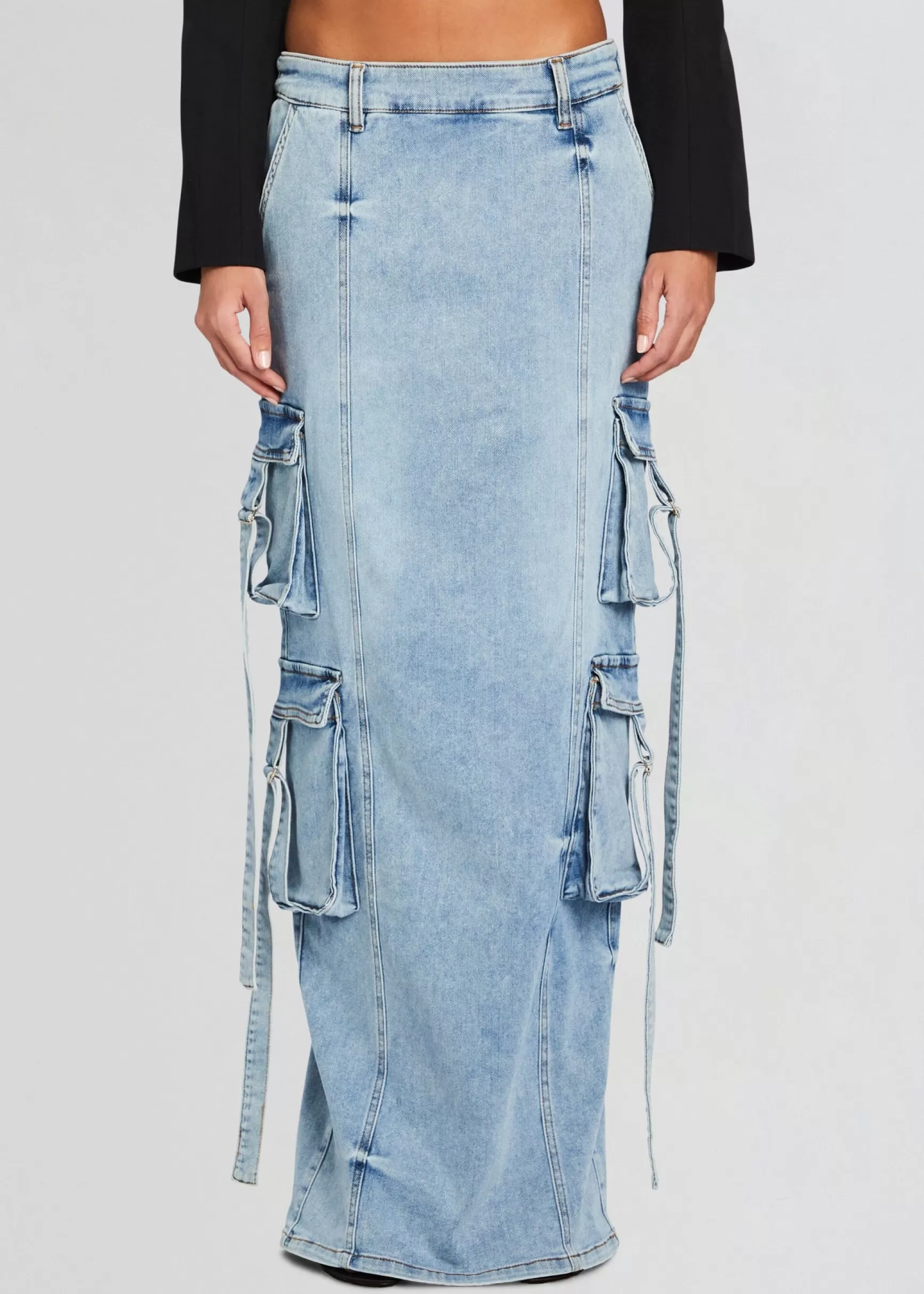 Bottoms*Retrofete Cerise Cargo Denim Skirt Vintage Celeste