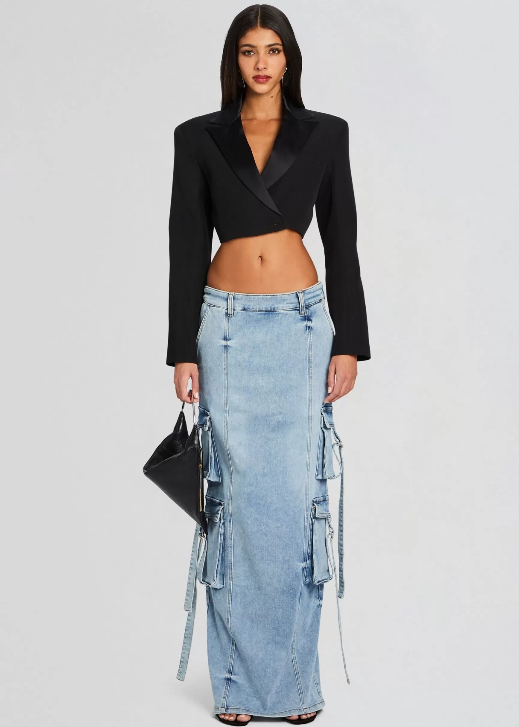 Bottoms*Retrofete Cerise Cargo Denim Skirt Vintage Celeste