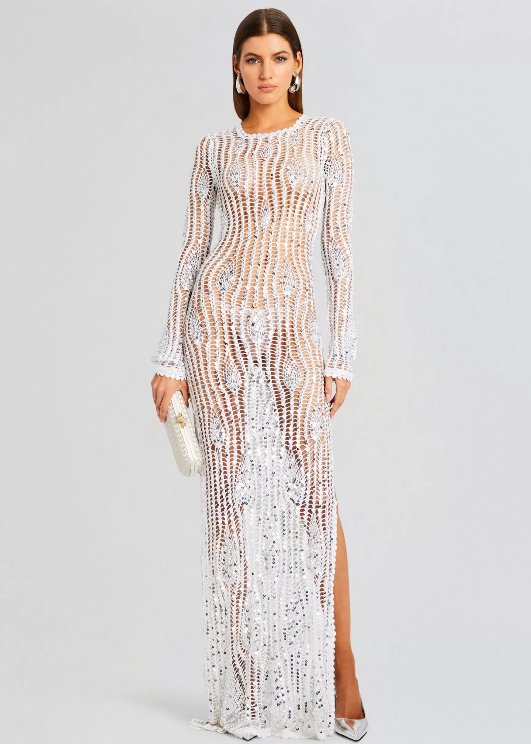 Sheer Bliss*Retrofete Cherri Sequin Crochet Dress White
