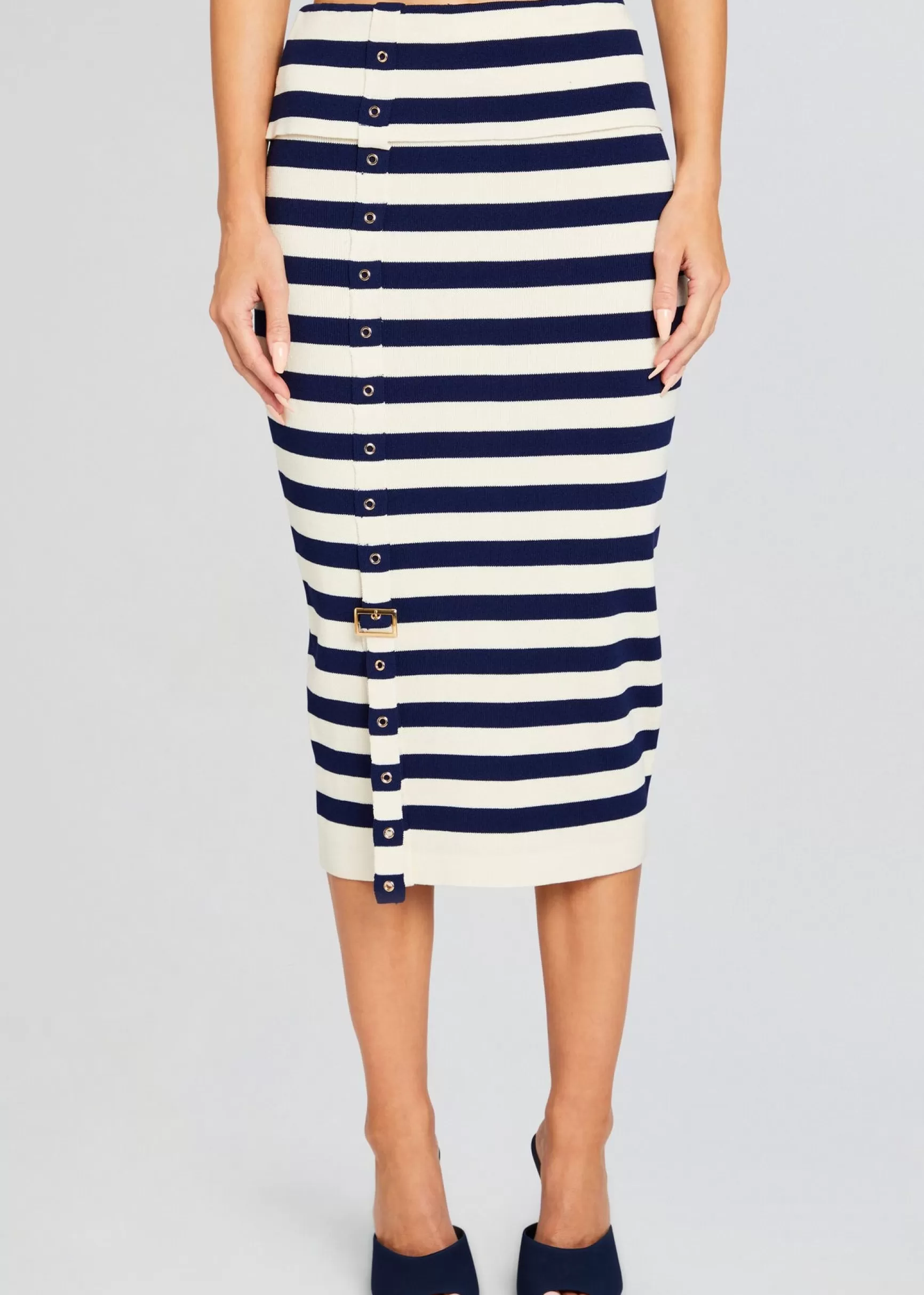 Spring Knits*Retrofete Cleat Knit Skirt Cream/ Navy