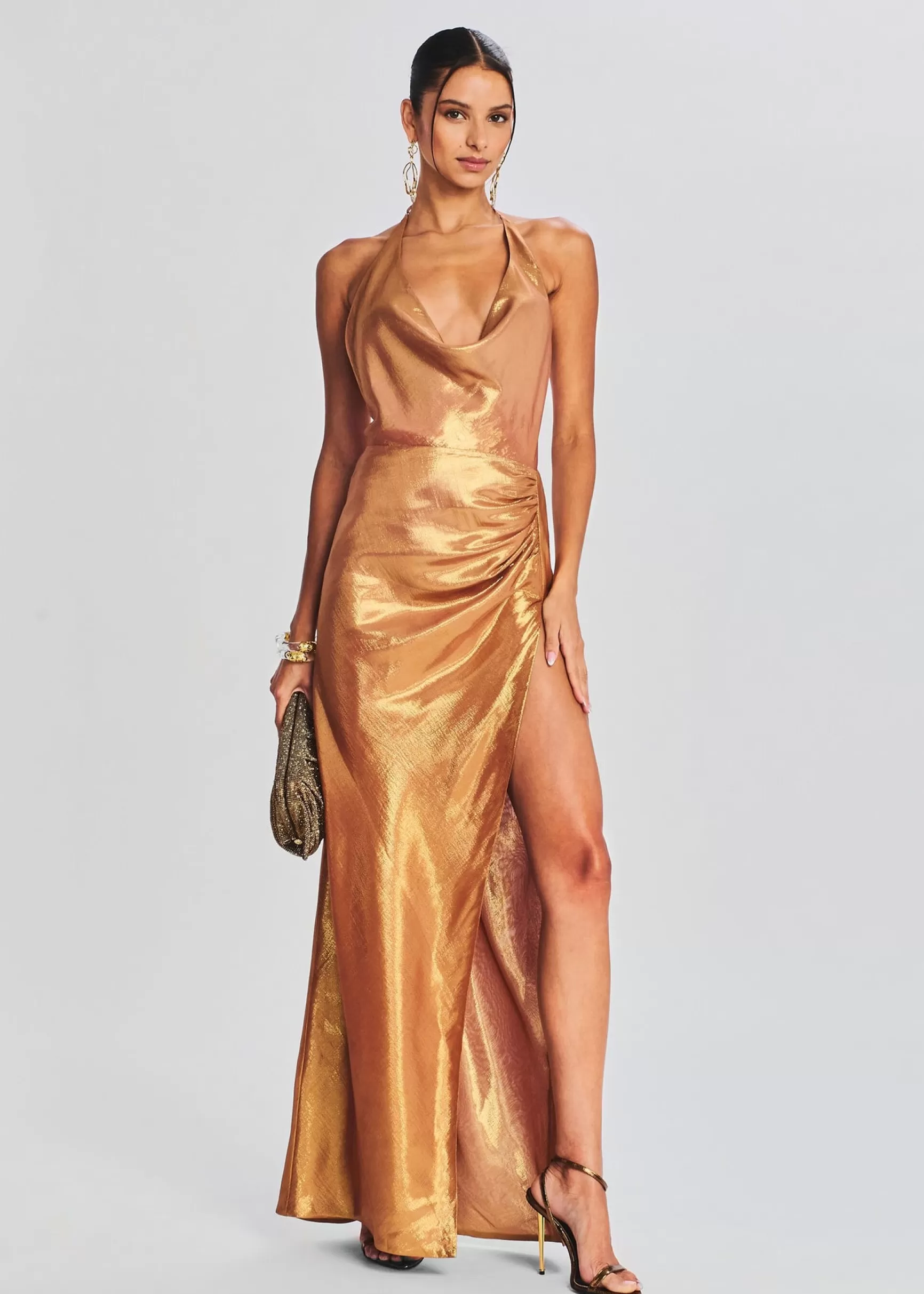 Bridal Party*Retrofete Cleo Silk Chiffon Dress Nude Glitter