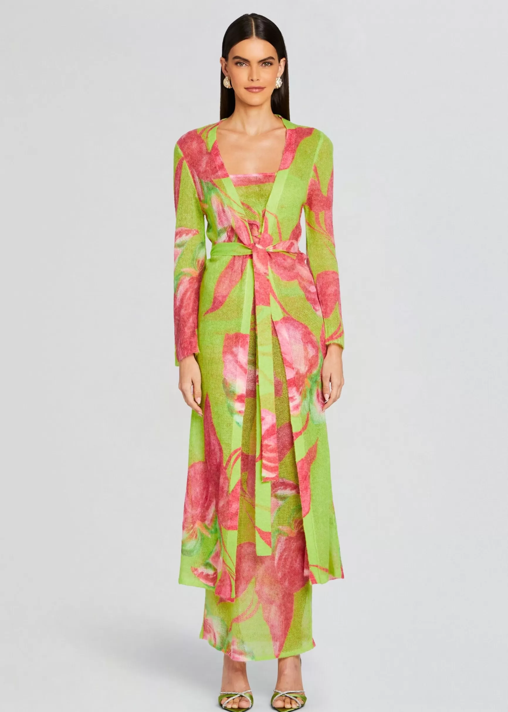 Sheer Bliss*Retrofete Cruz Knit Duster Lime Anthurium