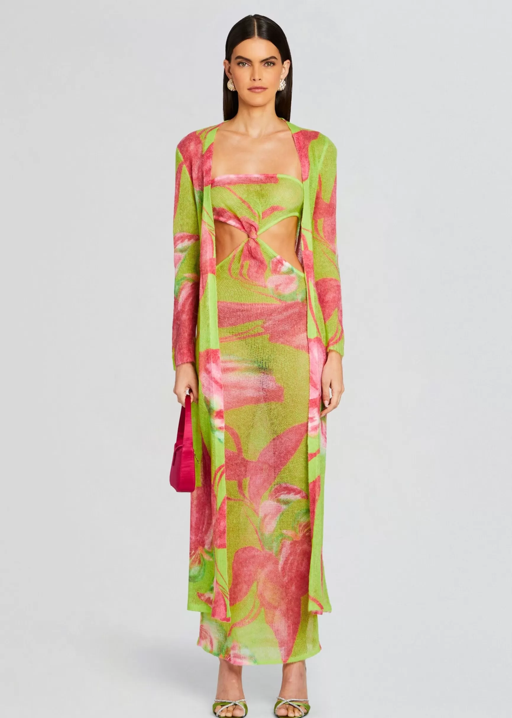 Sheer Bliss*Retrofete Cruz Knit Duster Lime Anthurium
