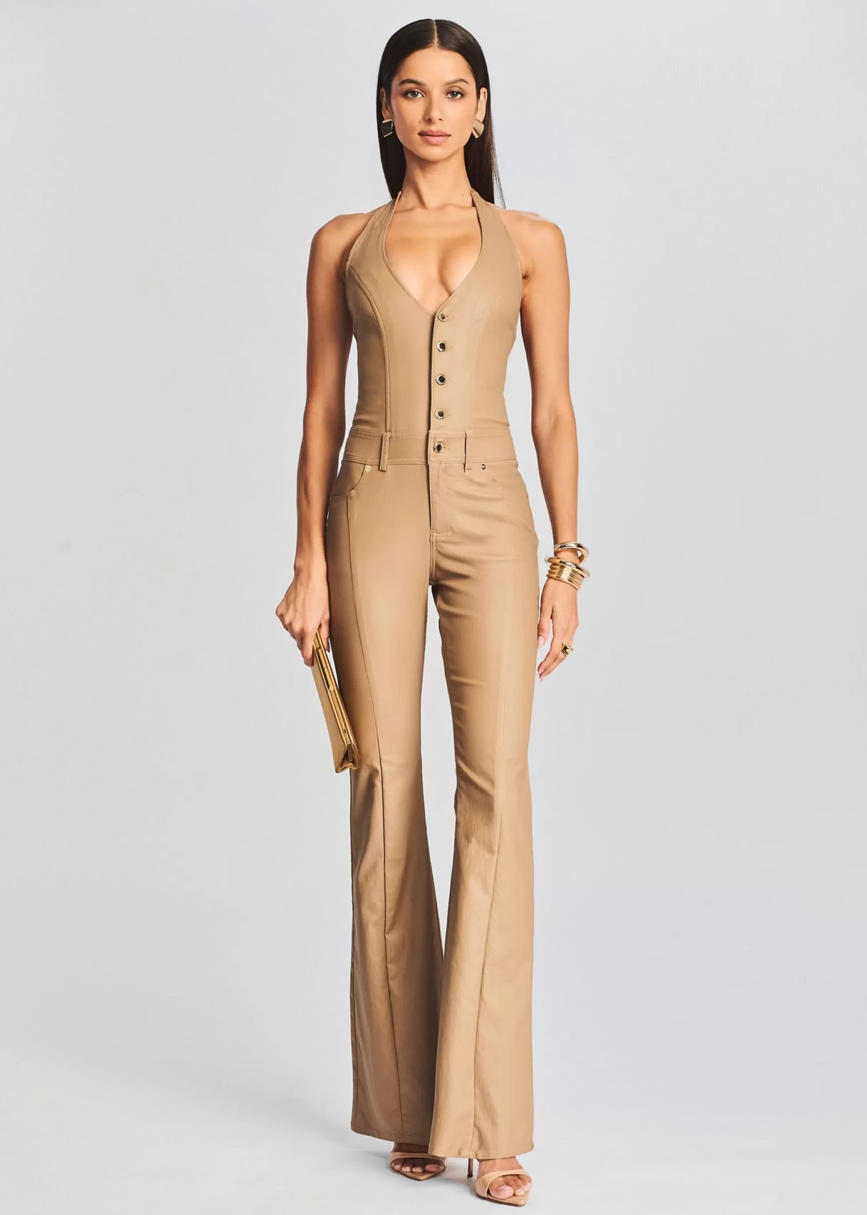 Best Sellers*Retrofete Cynthia Coated Denim Jumpsuit Coated Tannin