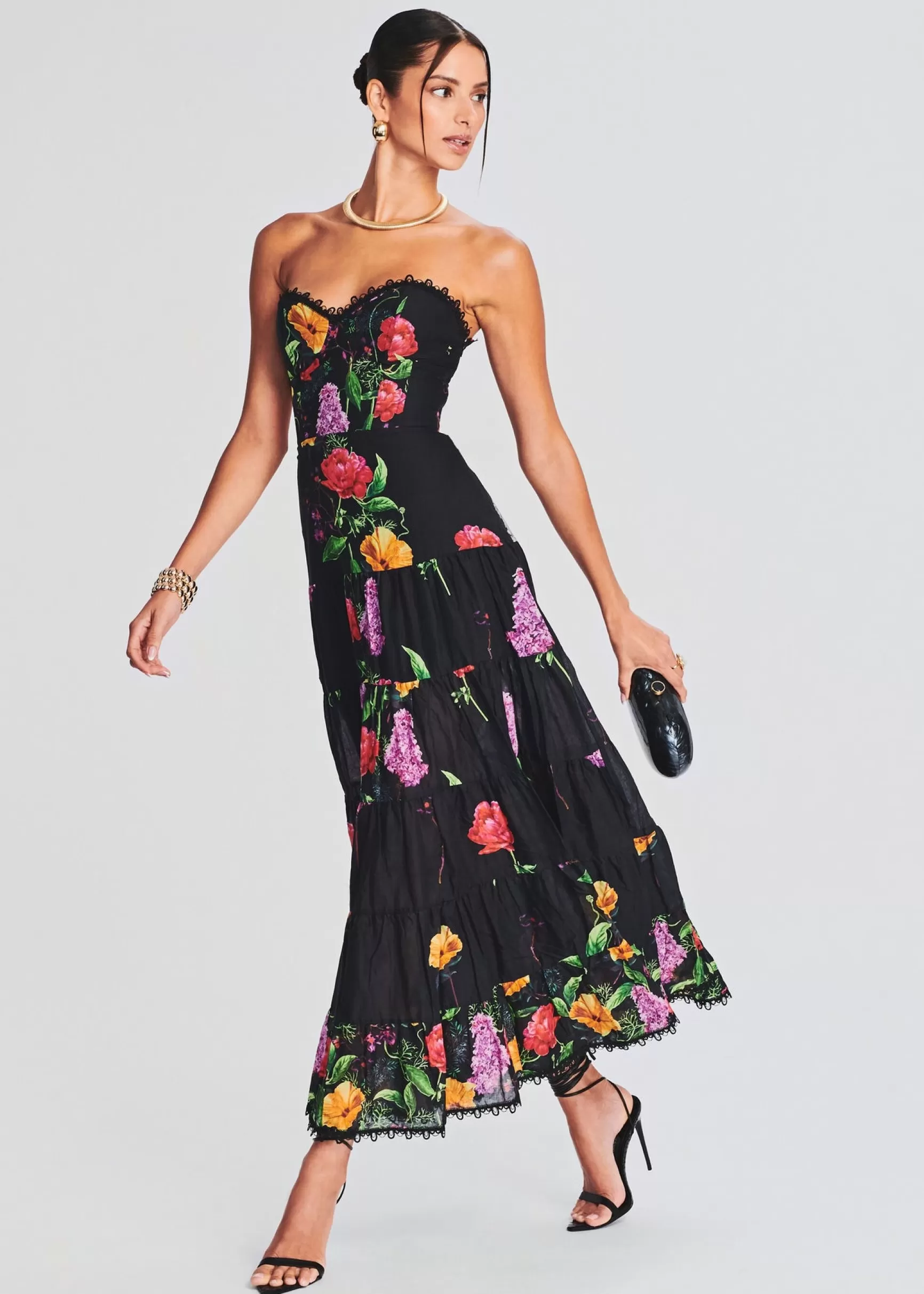 Honeymoon Looks*Retrofete Danny Long Dress Black Bonita