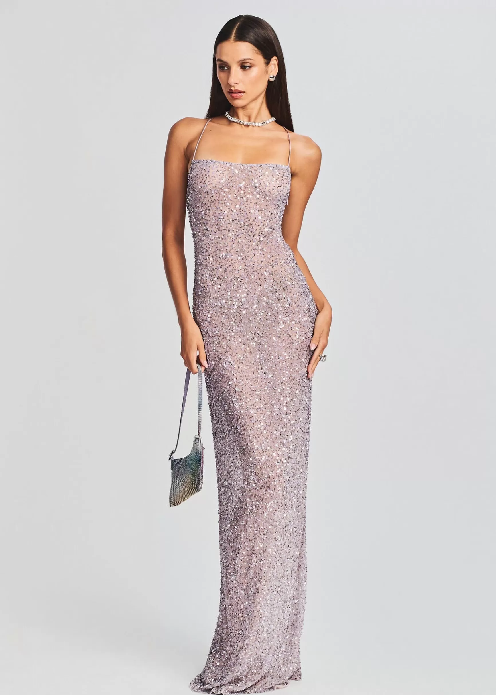 Gowns*Retrofete Dante Sequin Dress Mink Grey