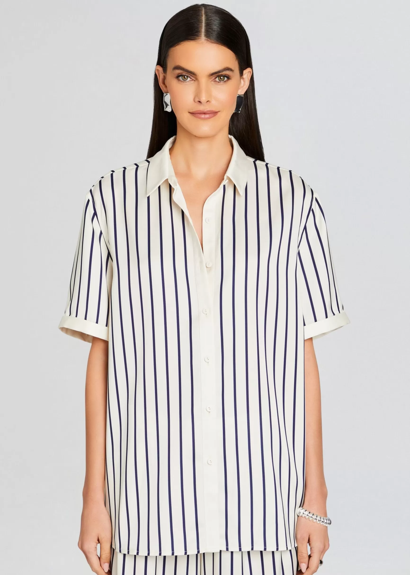 Trending*Retrofete Davey Blouse Navy/ Ivory Stripe