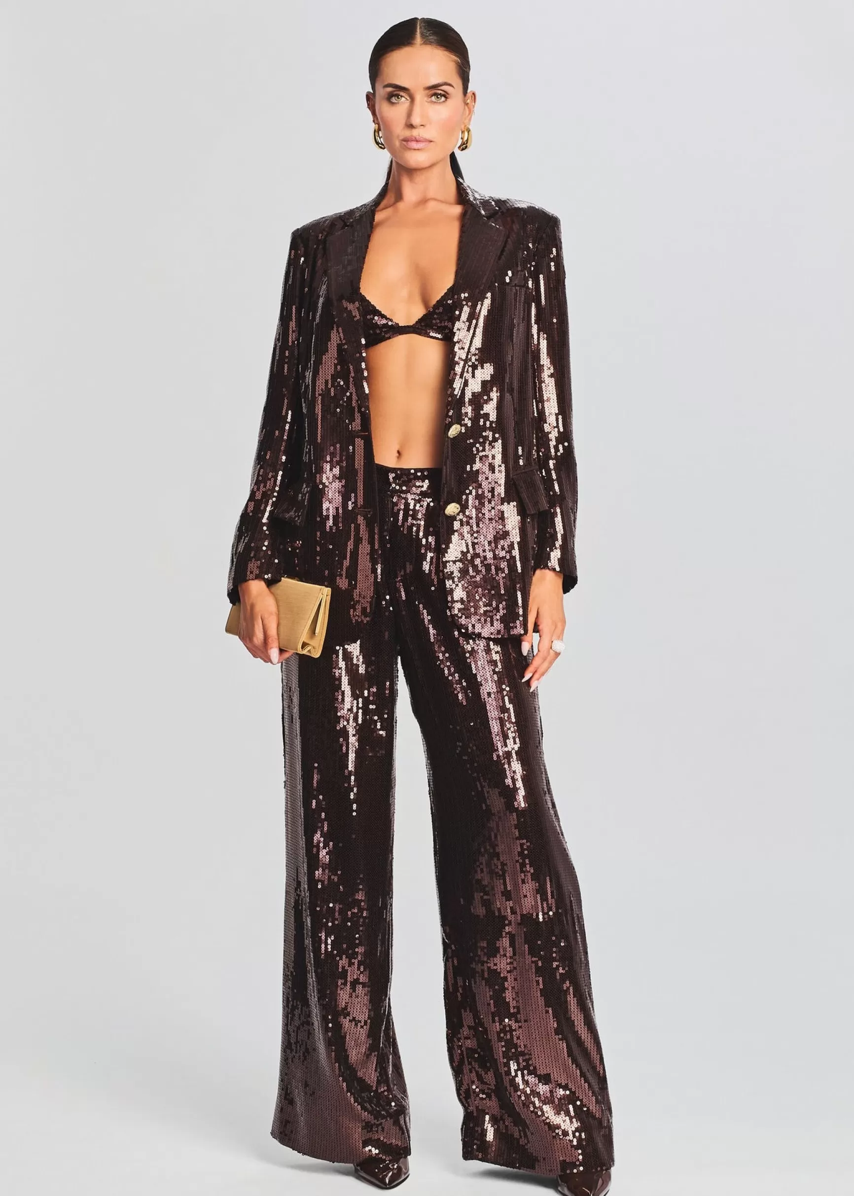 Business Chic*Retrofete Dawn Sequin Blazer Dark Chocolate
