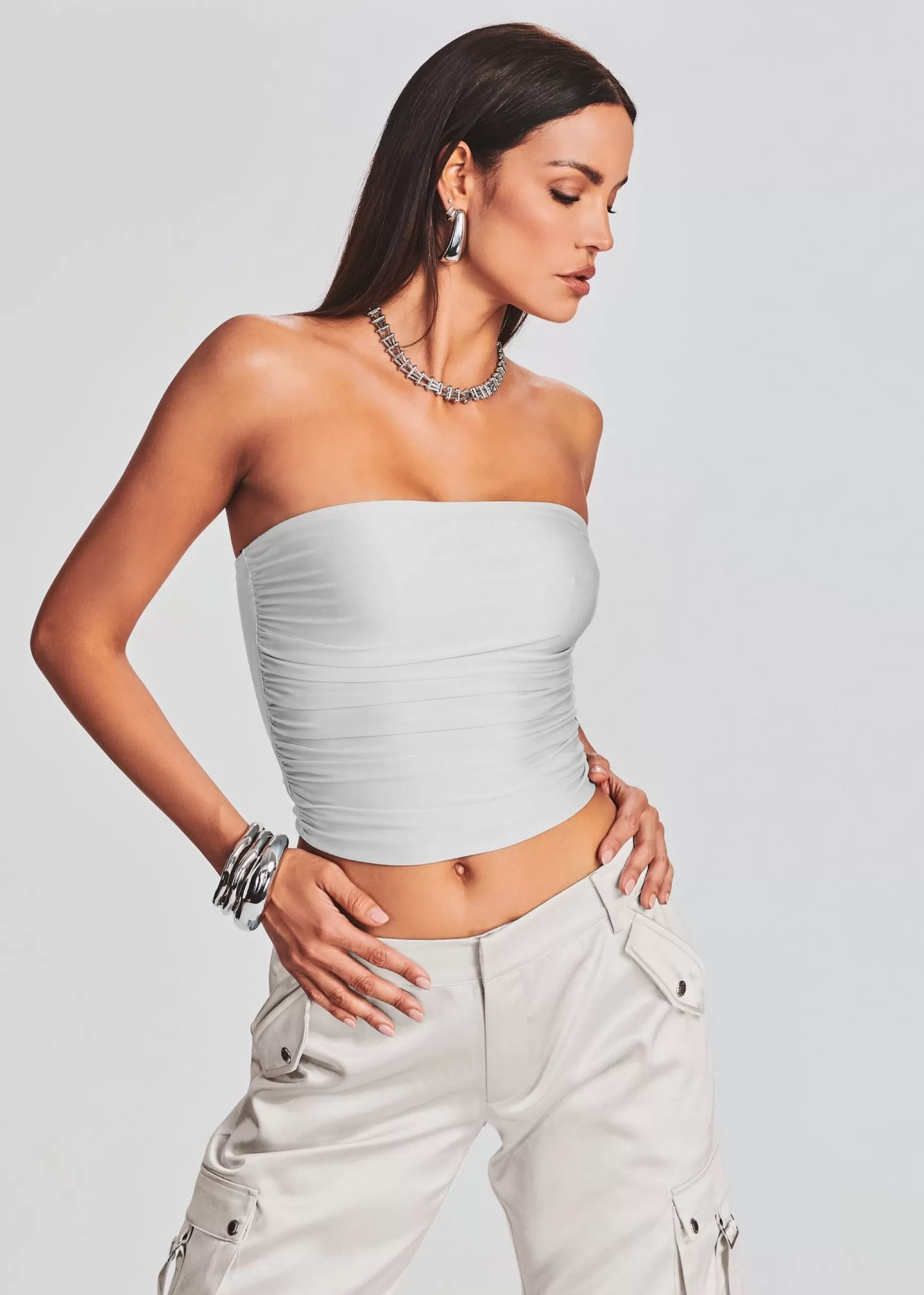 Tops*Retrofete Debbi Strapless Top Silver