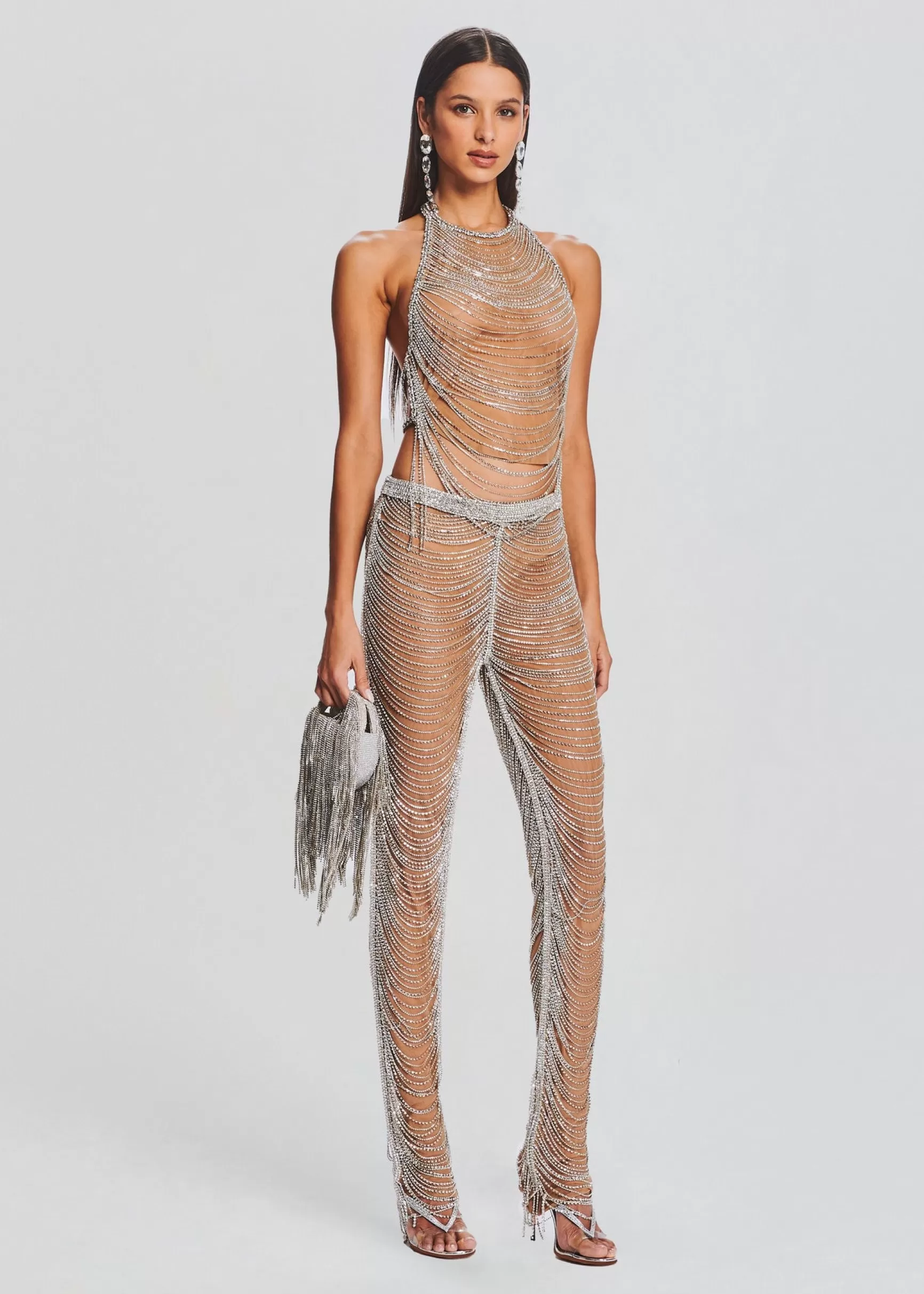 Sheer Bliss*Retrofete Delaney Embellished Top Tannin/Silver