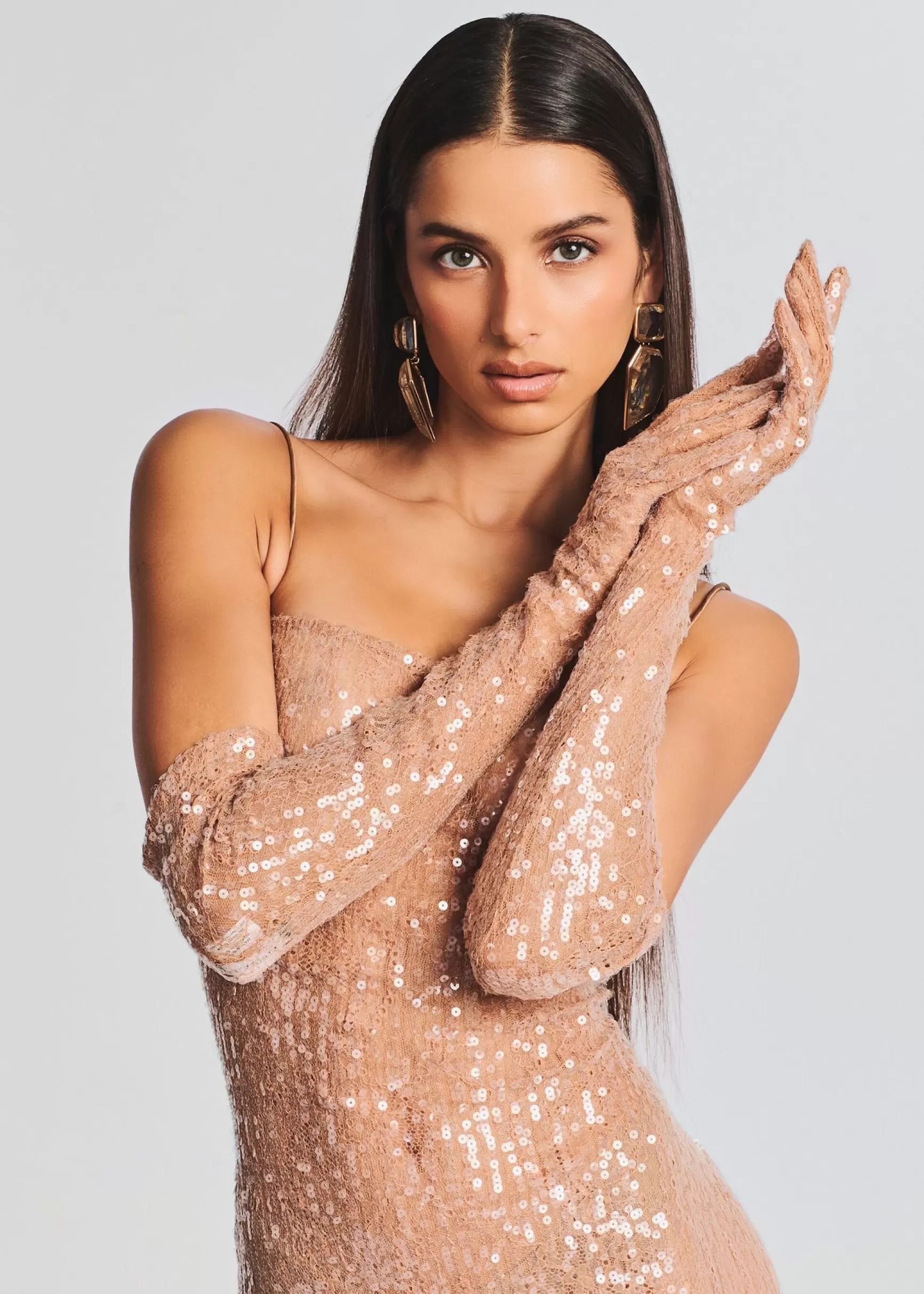 Accessories*Retrofete Diem Sequin Gloves Tannin