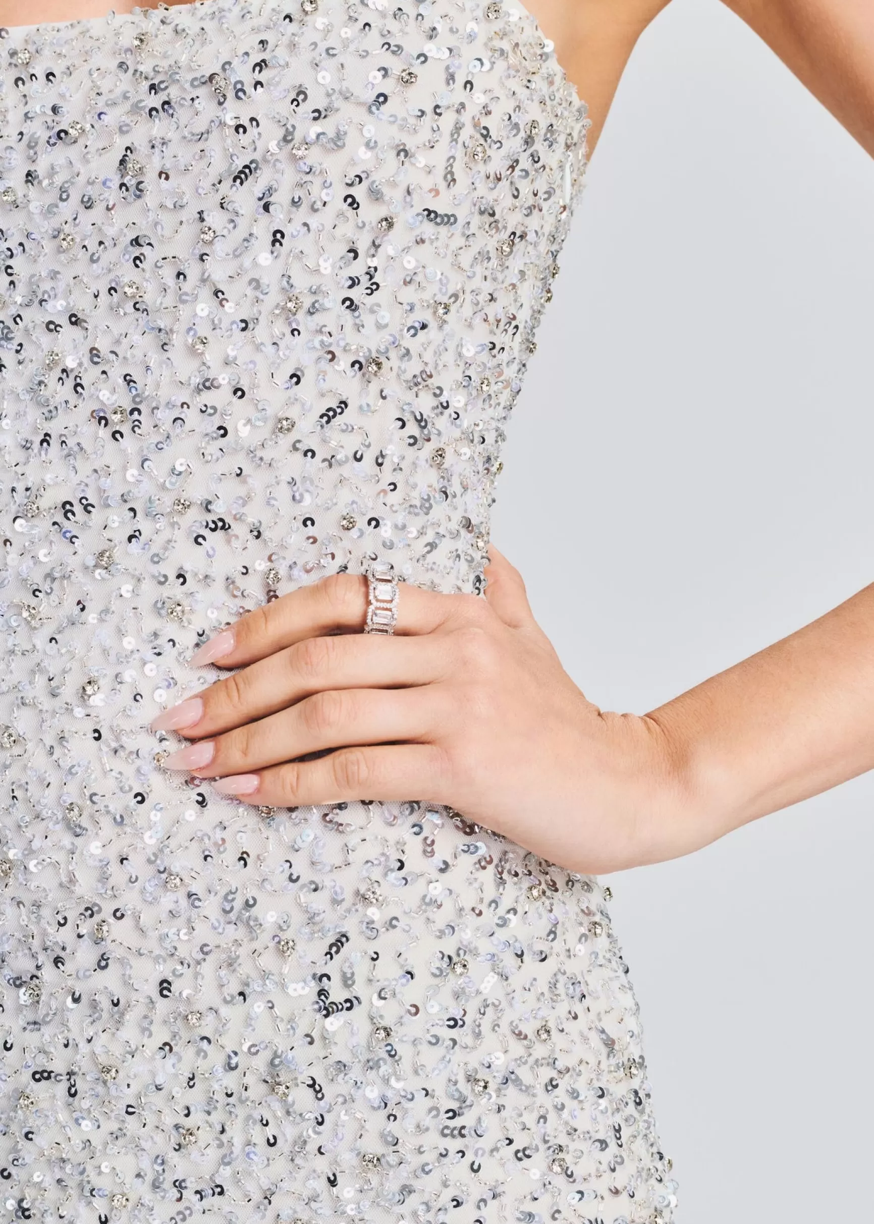 Rehearsal Dinner*Retrofete Dionne Sequin Dress Silver/White