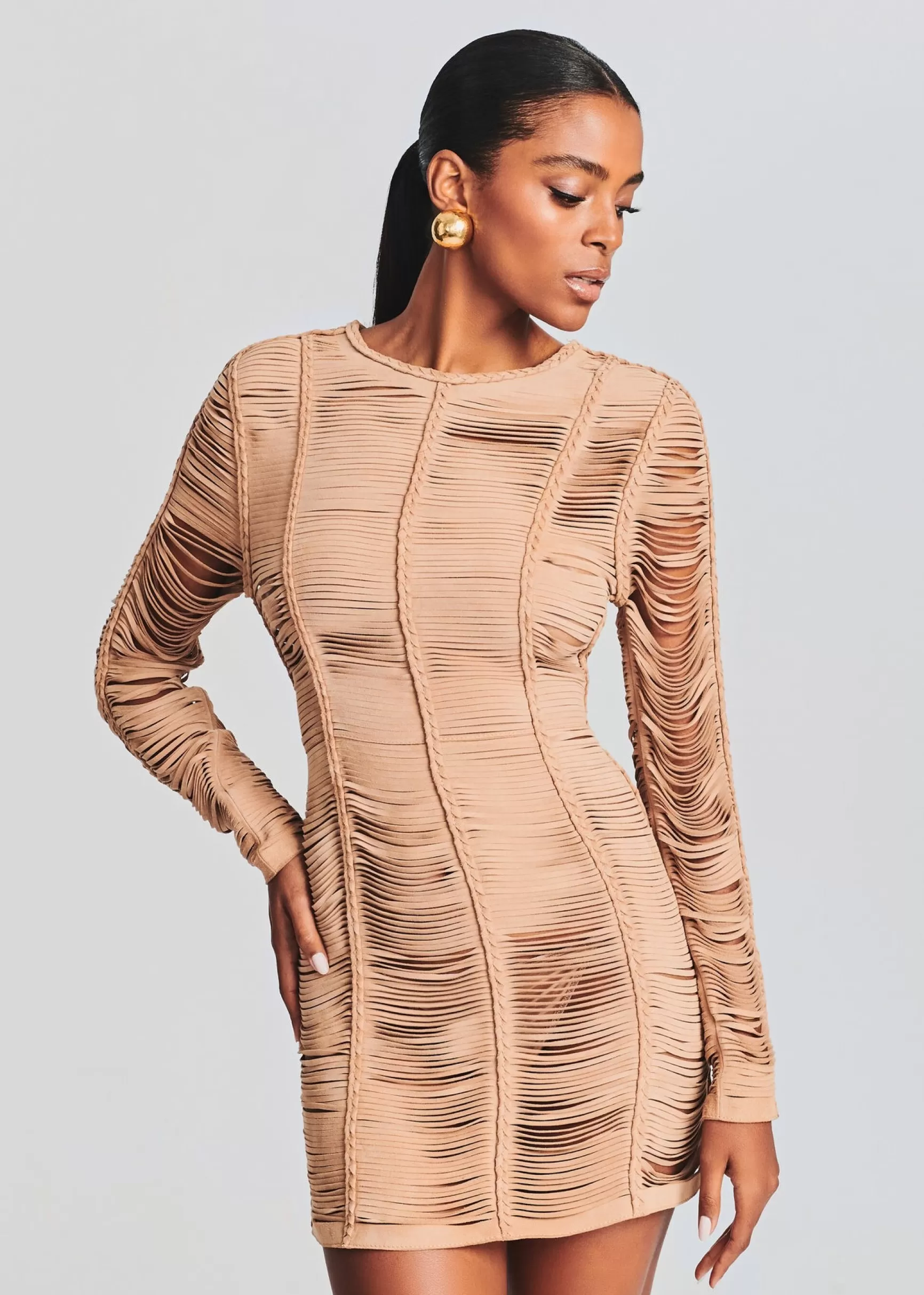 Neutral Moments*Retrofete Ebony Suede Leather Dress Tannin