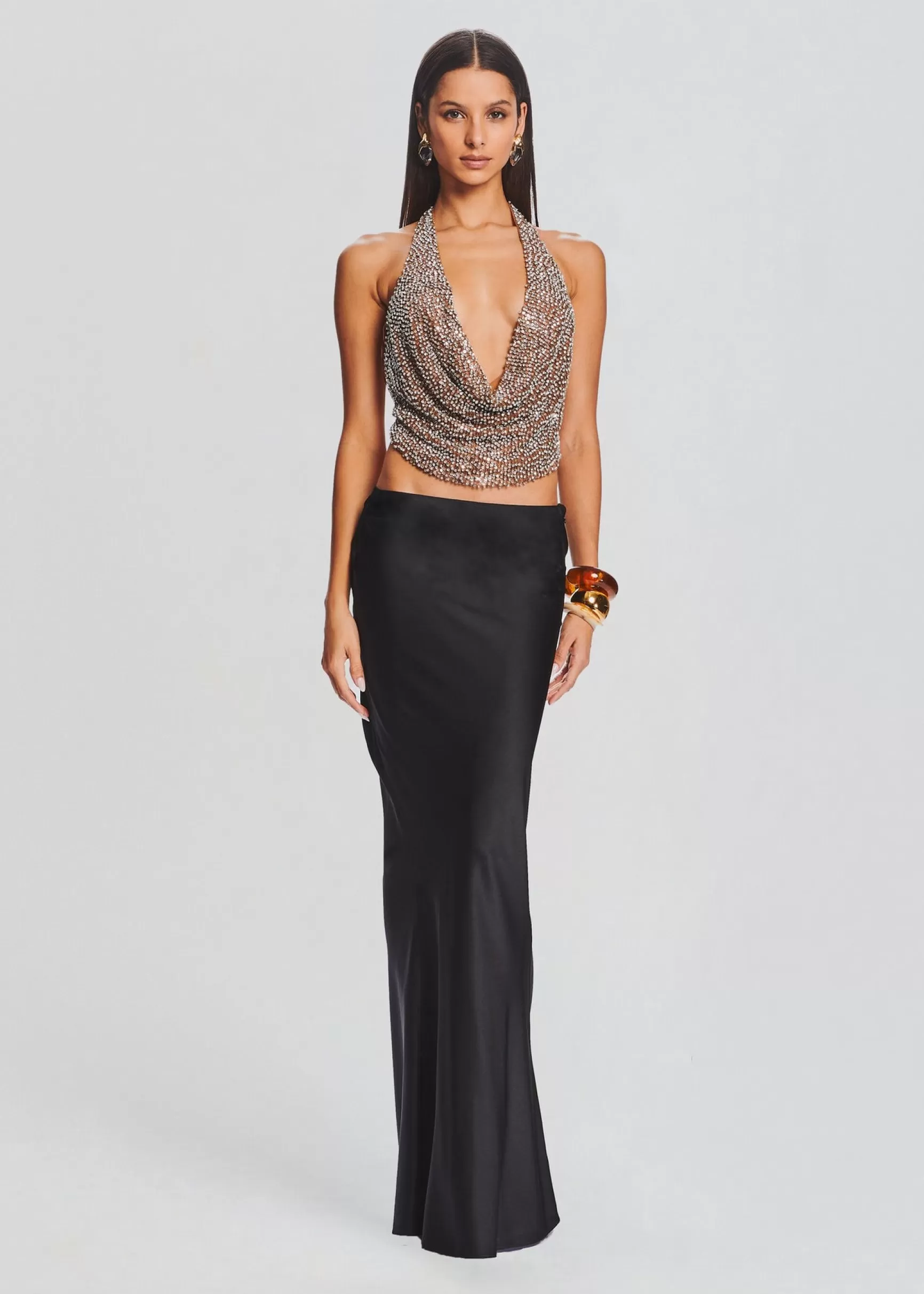Neutral Moments*Retrofete Eleanor Sequin Top Tannin/Silver
