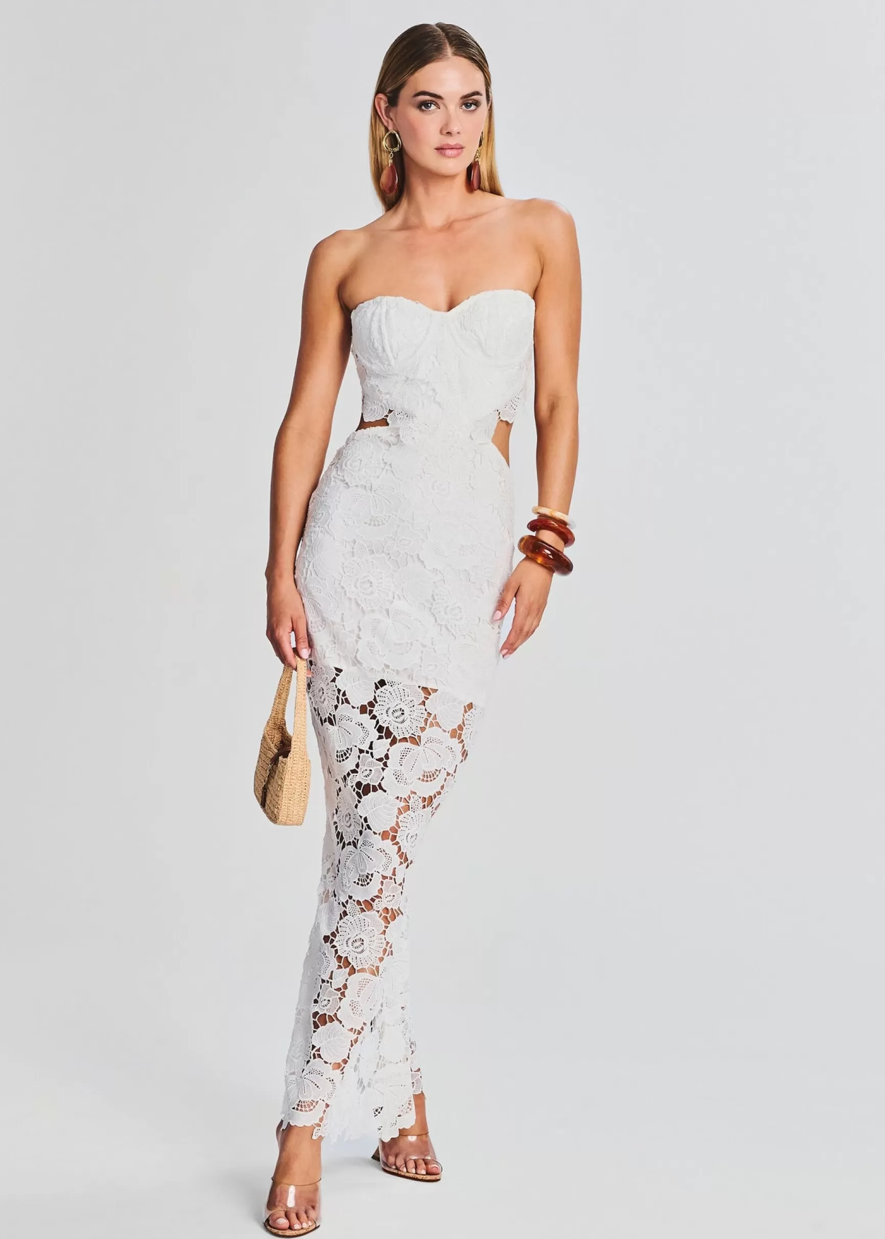 Bachelorette Party*Retrofete Eliza Lace Maxi Dress White