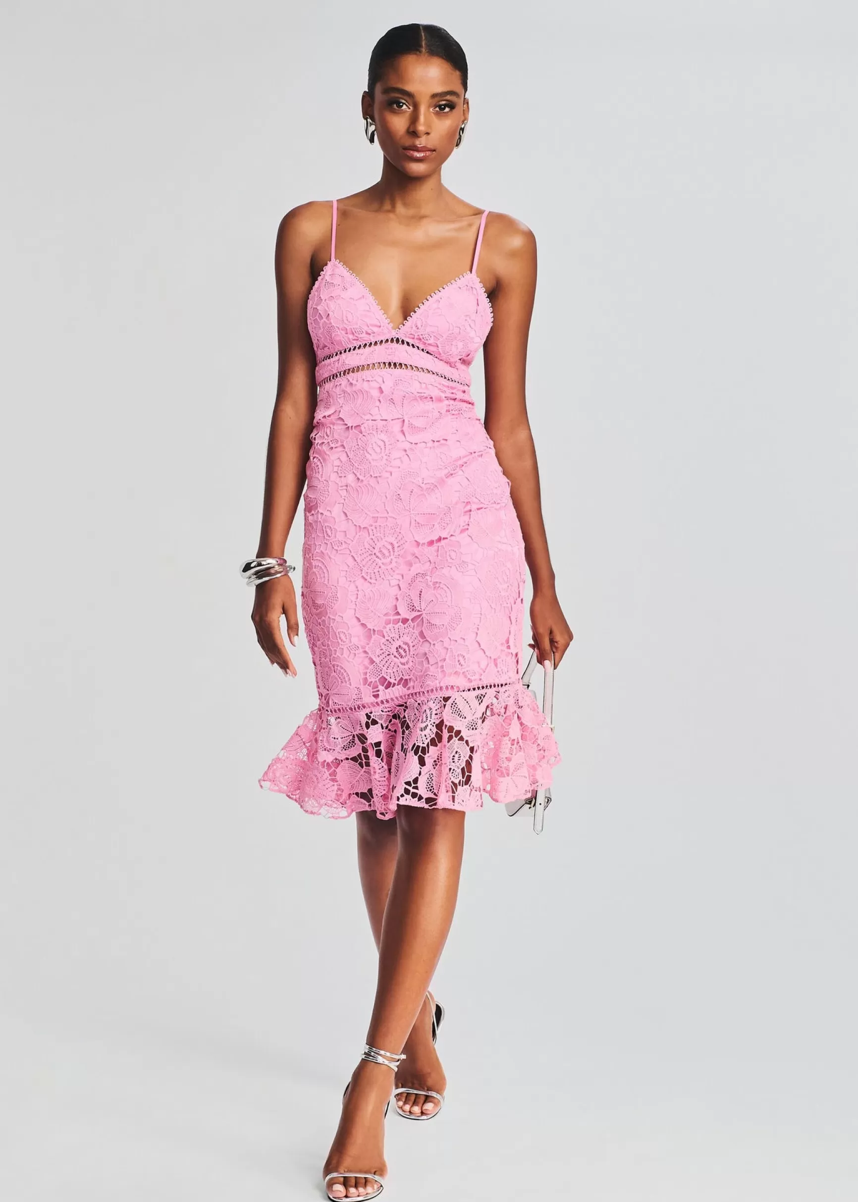 Midi*Retrofete Eliza Lace Midi Dress Pink