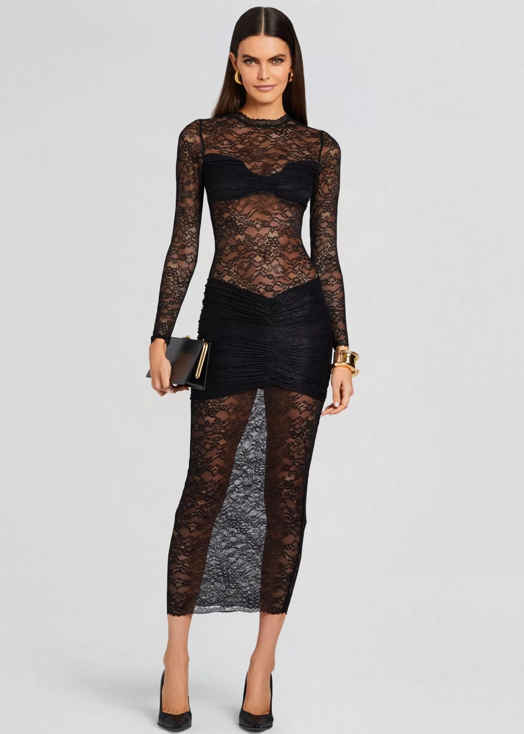 Sheer Bliss*Retrofete Ellie Lace Midi Dress Black
