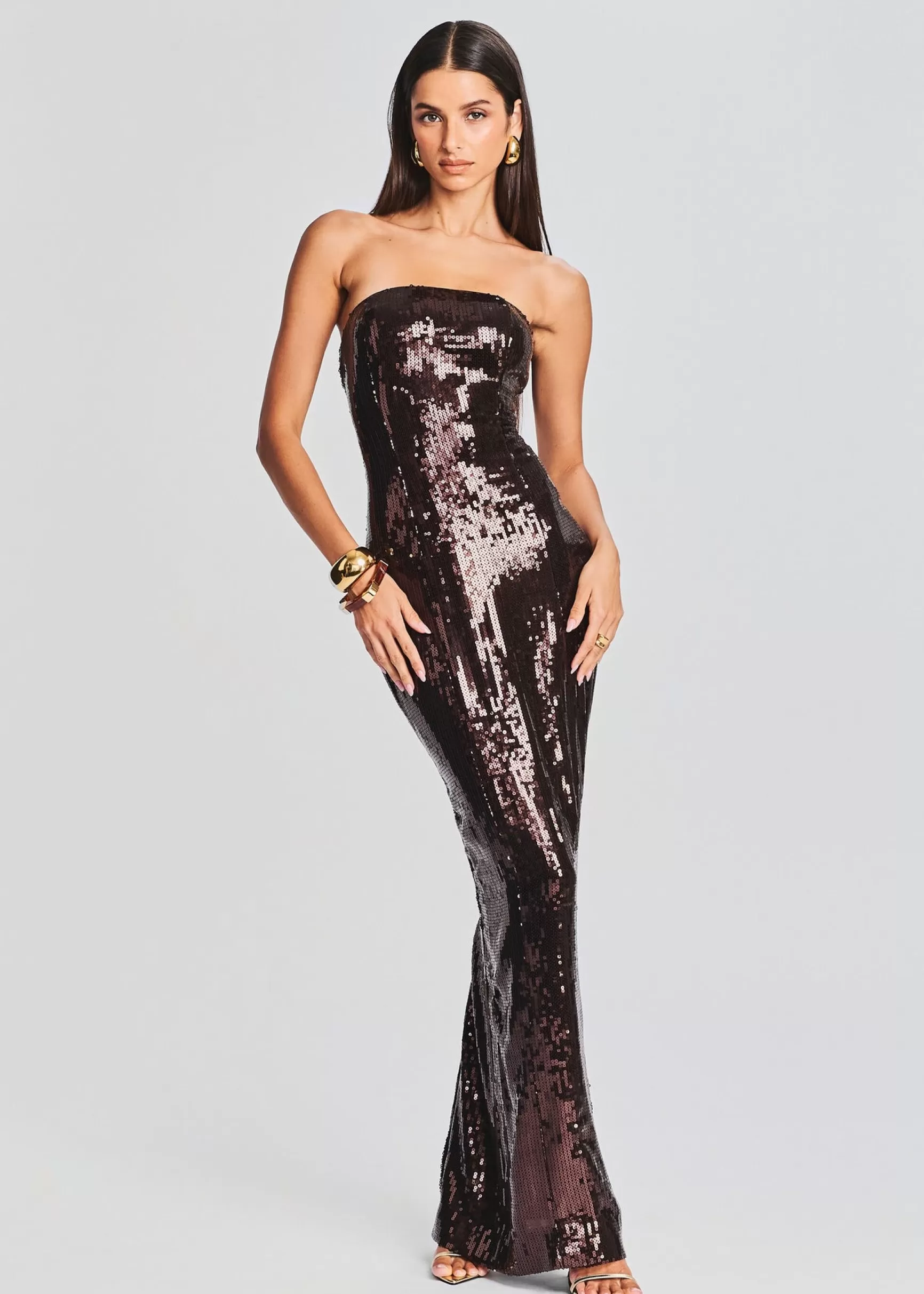 Guest Of*Retrofete Ember Sequin Dress Dark Chocolate