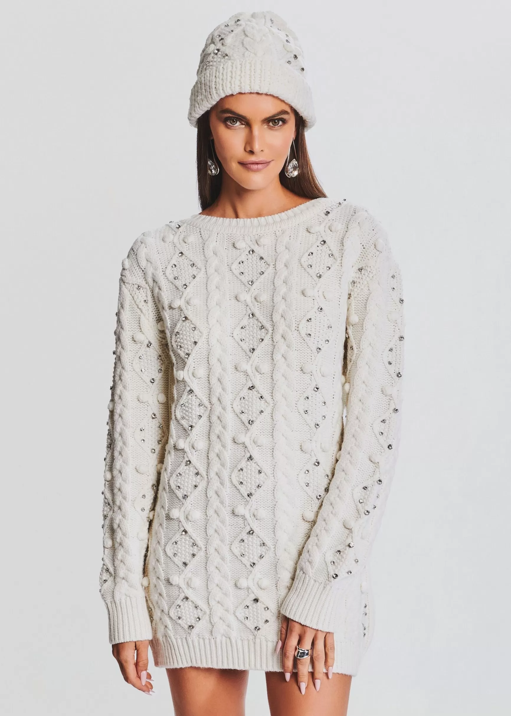 Final Touches*Retrofete Evia Embellished Knit Hat Ivory