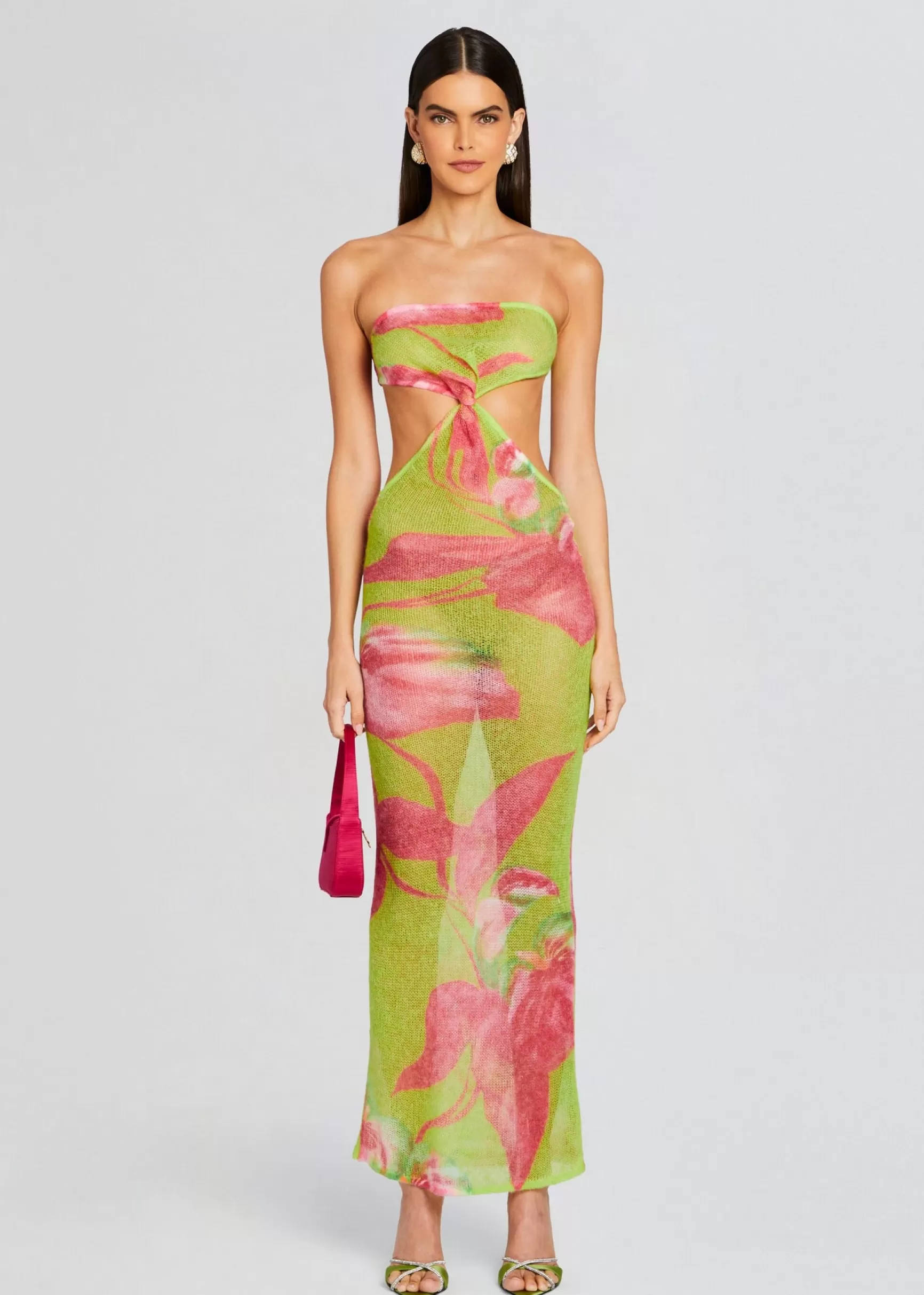 Sheer Bliss*Retrofete Fontelina Knit Dress Lime Anthurium