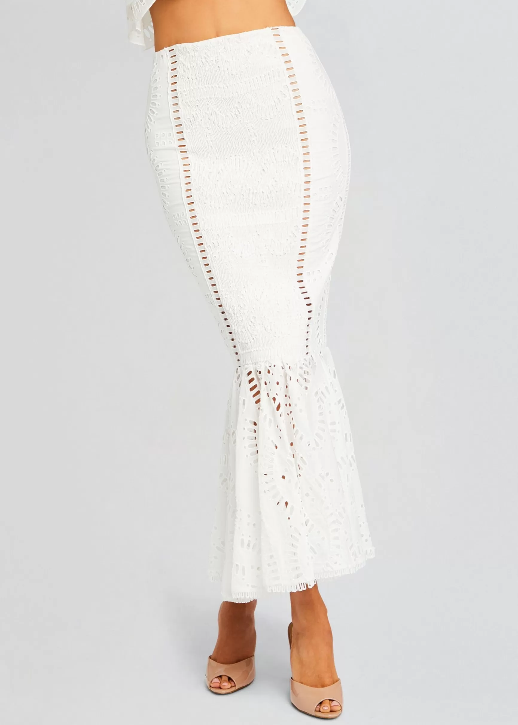 Bachelorette Party*Retrofete Fray Long Skirt White Samoa